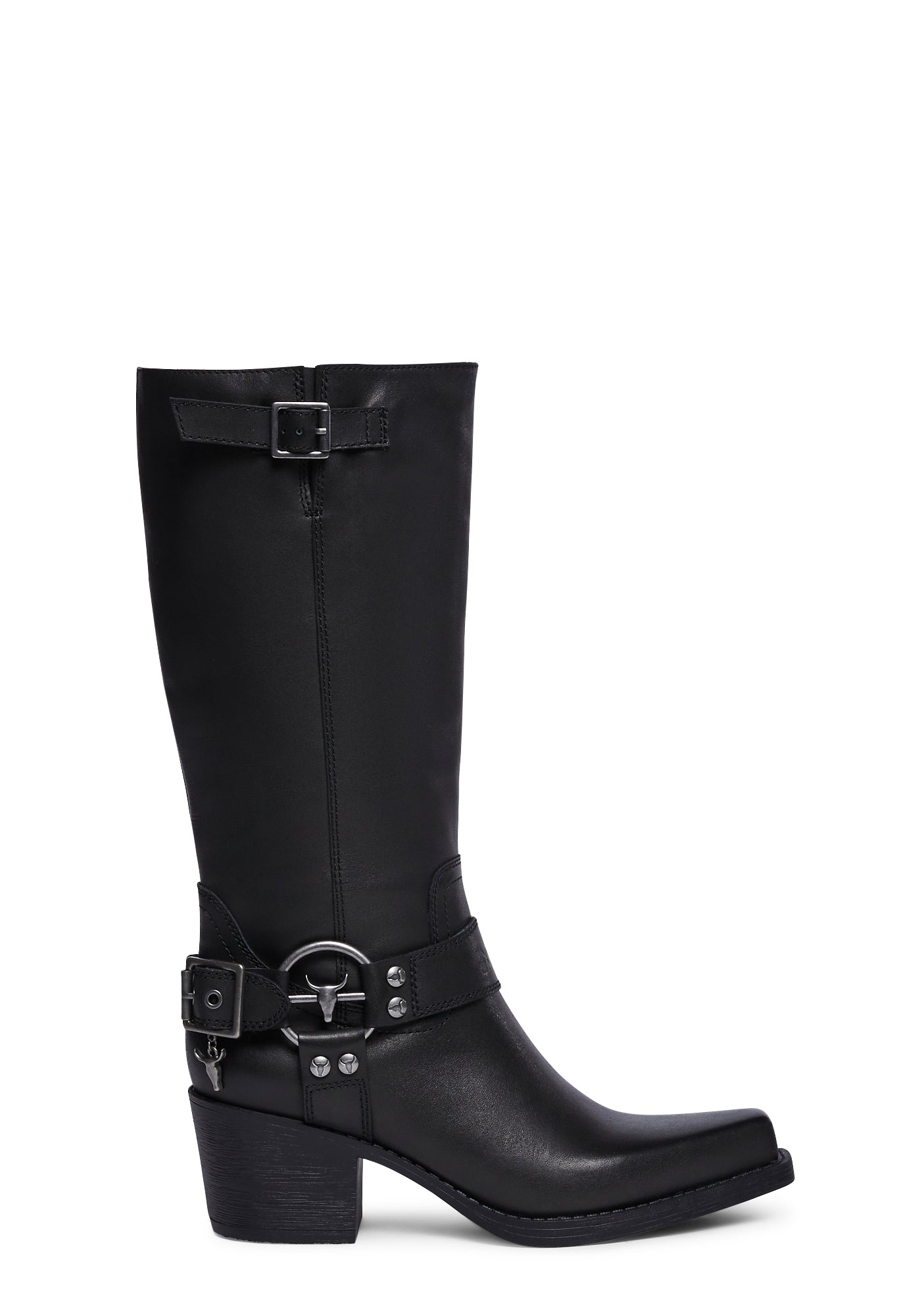 Windsor Smith Leather Harness Strap Cowboy Boots Black Dolls Kill