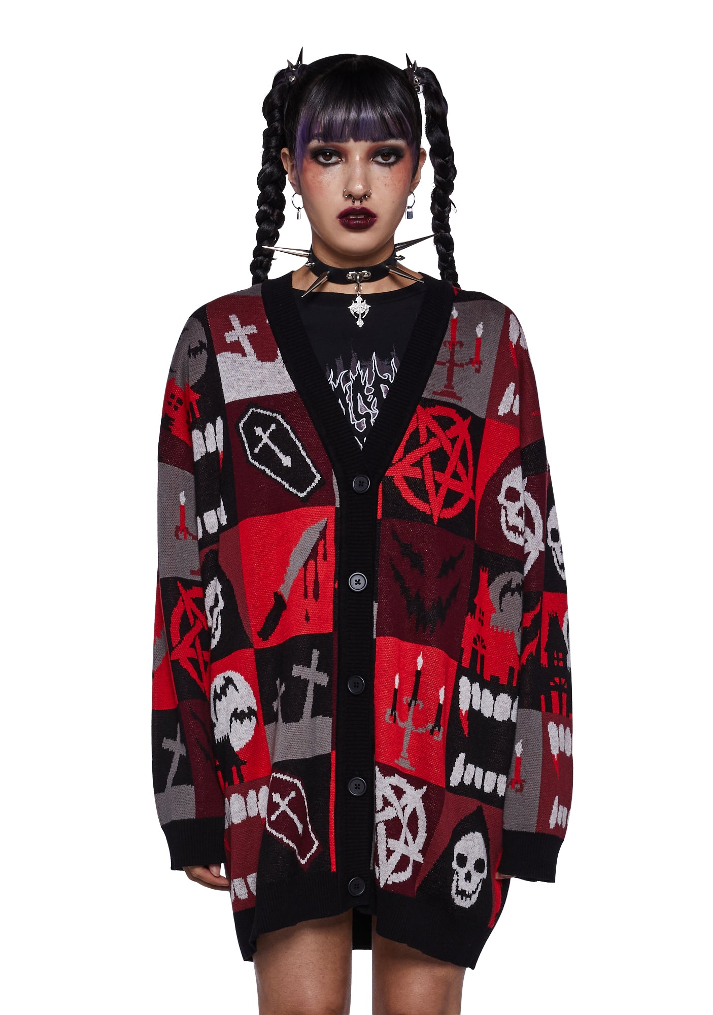 Trickz N' Treatz Patchwork Skeleton Coffin Graphic Oversized