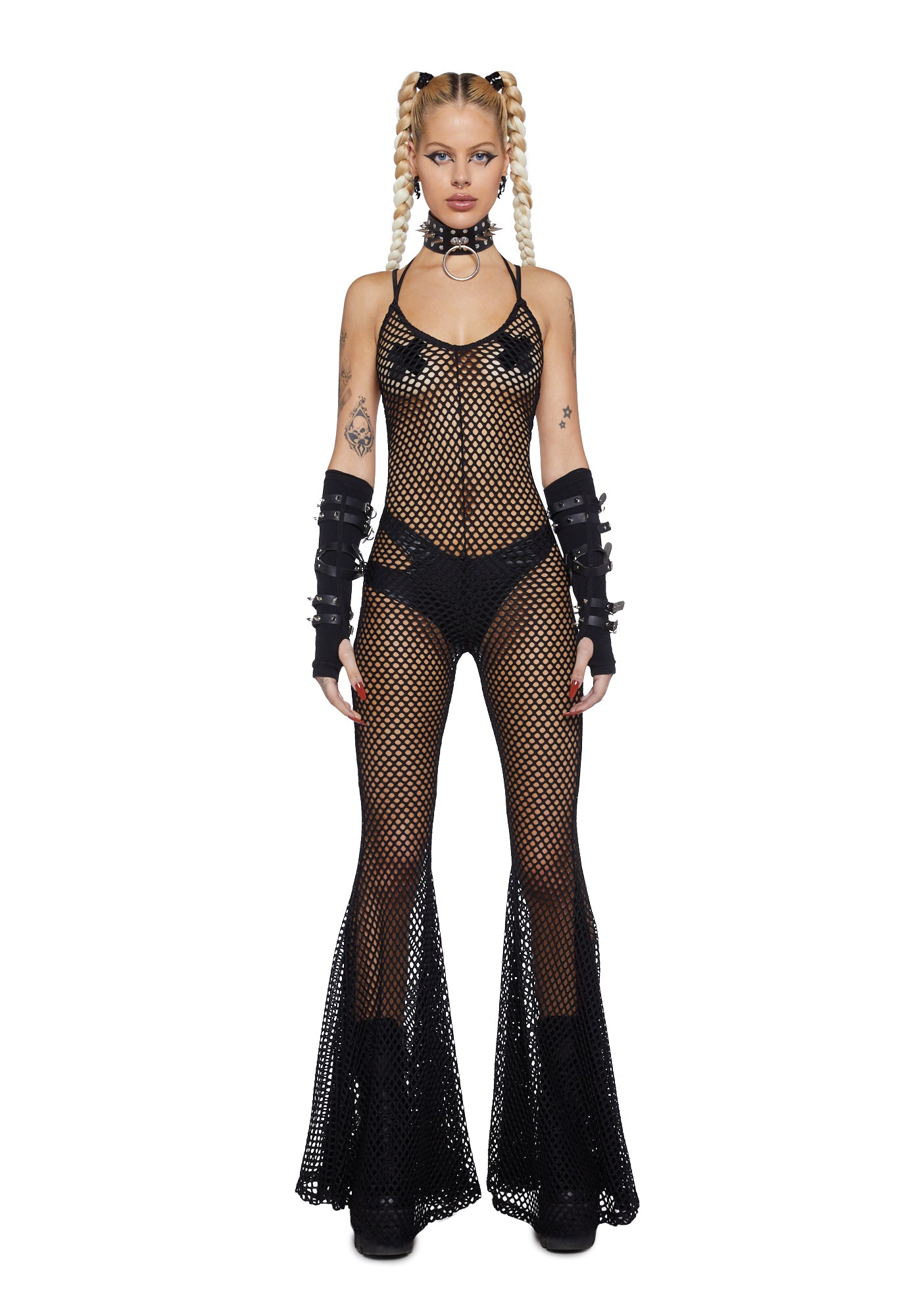 Fishnet jumpsuit black best sale