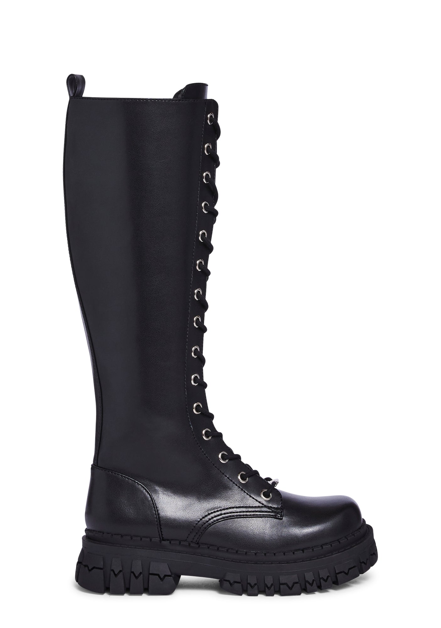 Delia's Lace Up Side Zip Knee High Boots - Black