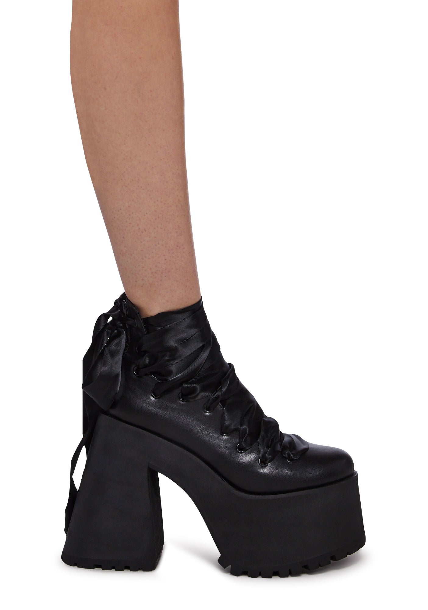 Sugar Thrillz Ballet Lace Up Platform Booties Black Dolls Kill