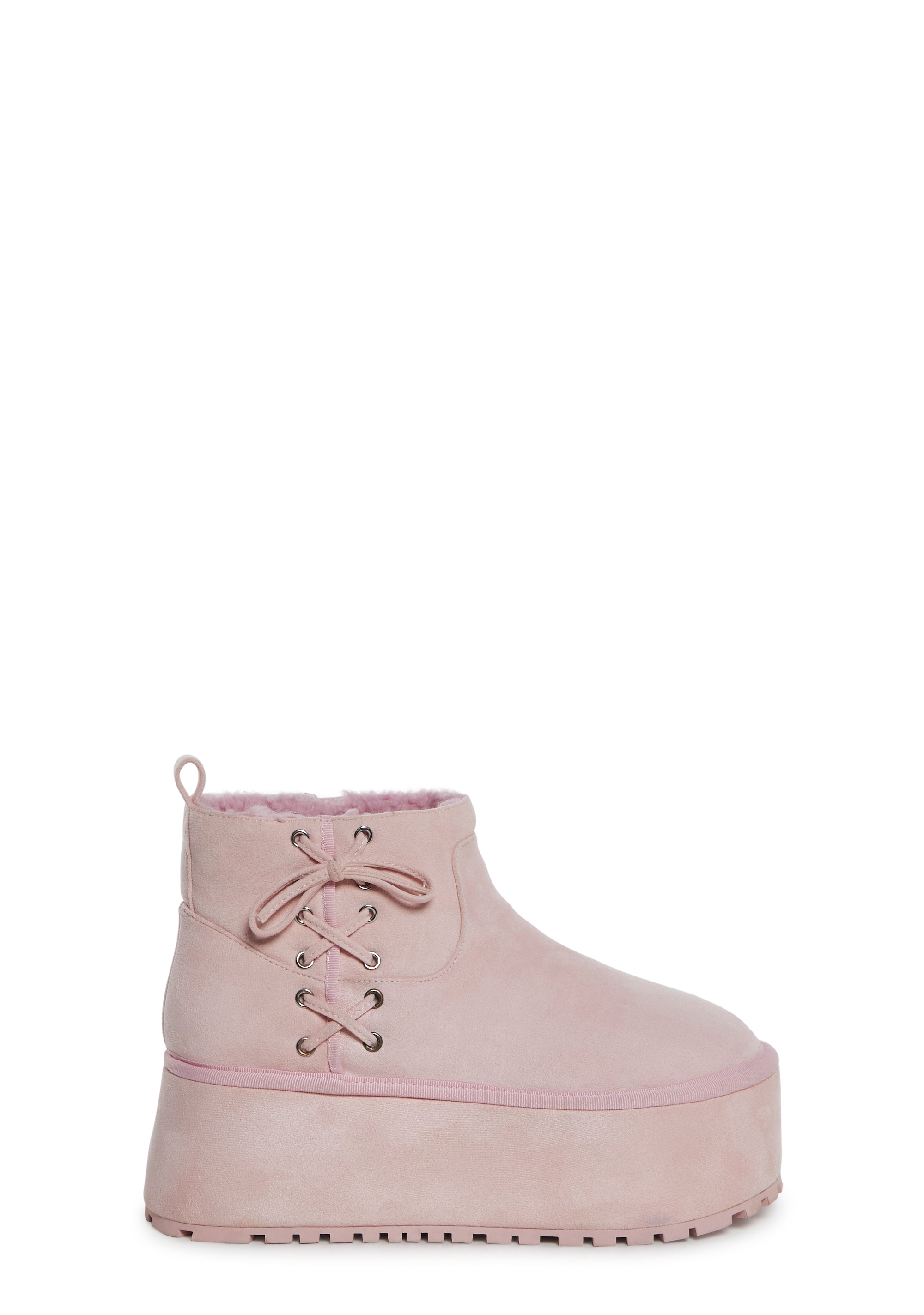 Sugar Thrillz Ballet Faux Velour Shearling Booties Pink – Dolls Kill