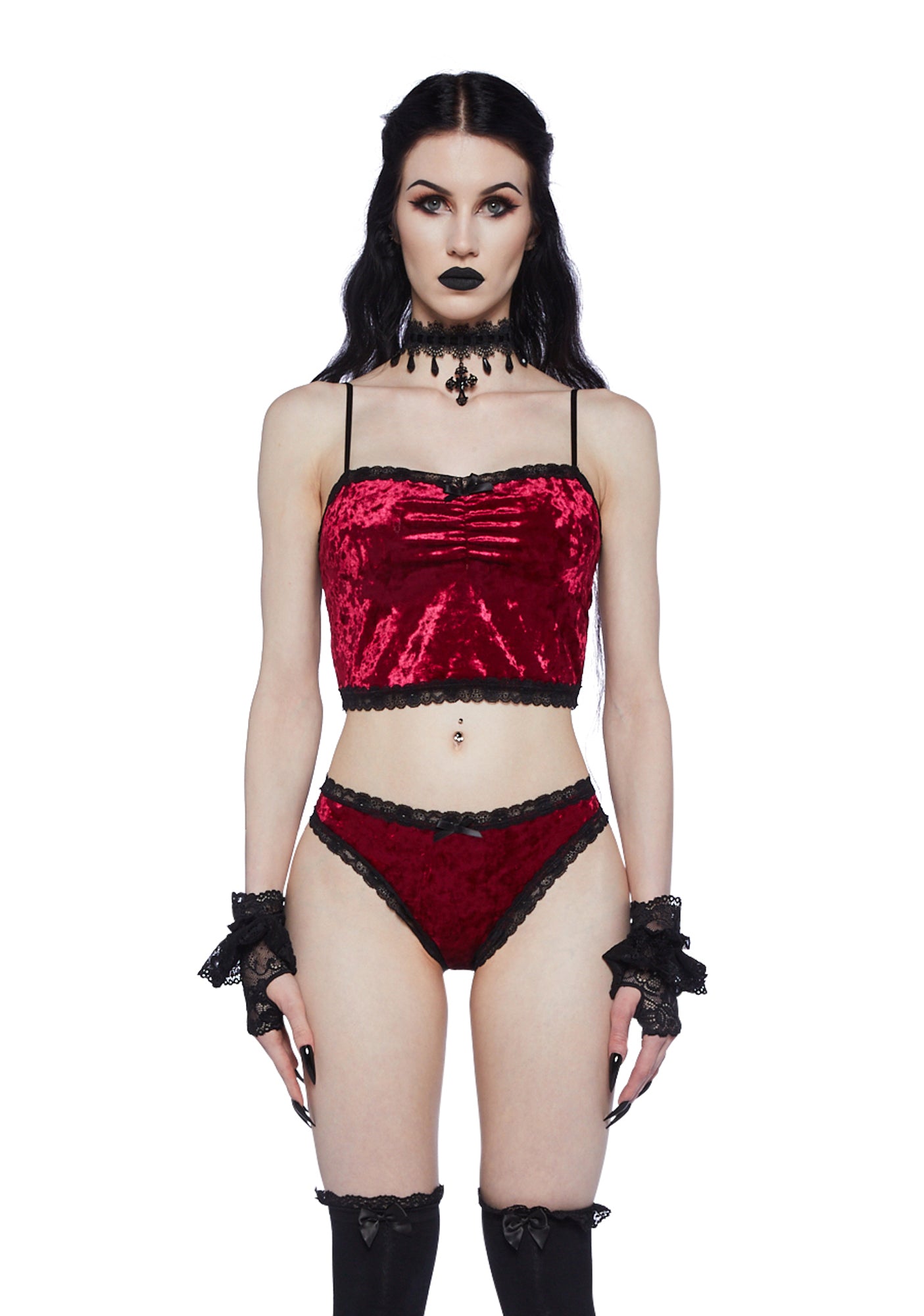 Widow Velvet Lingerie Set-Red Dolls Kill Widow Velvet Lingerie Set-Red Dolls Kill