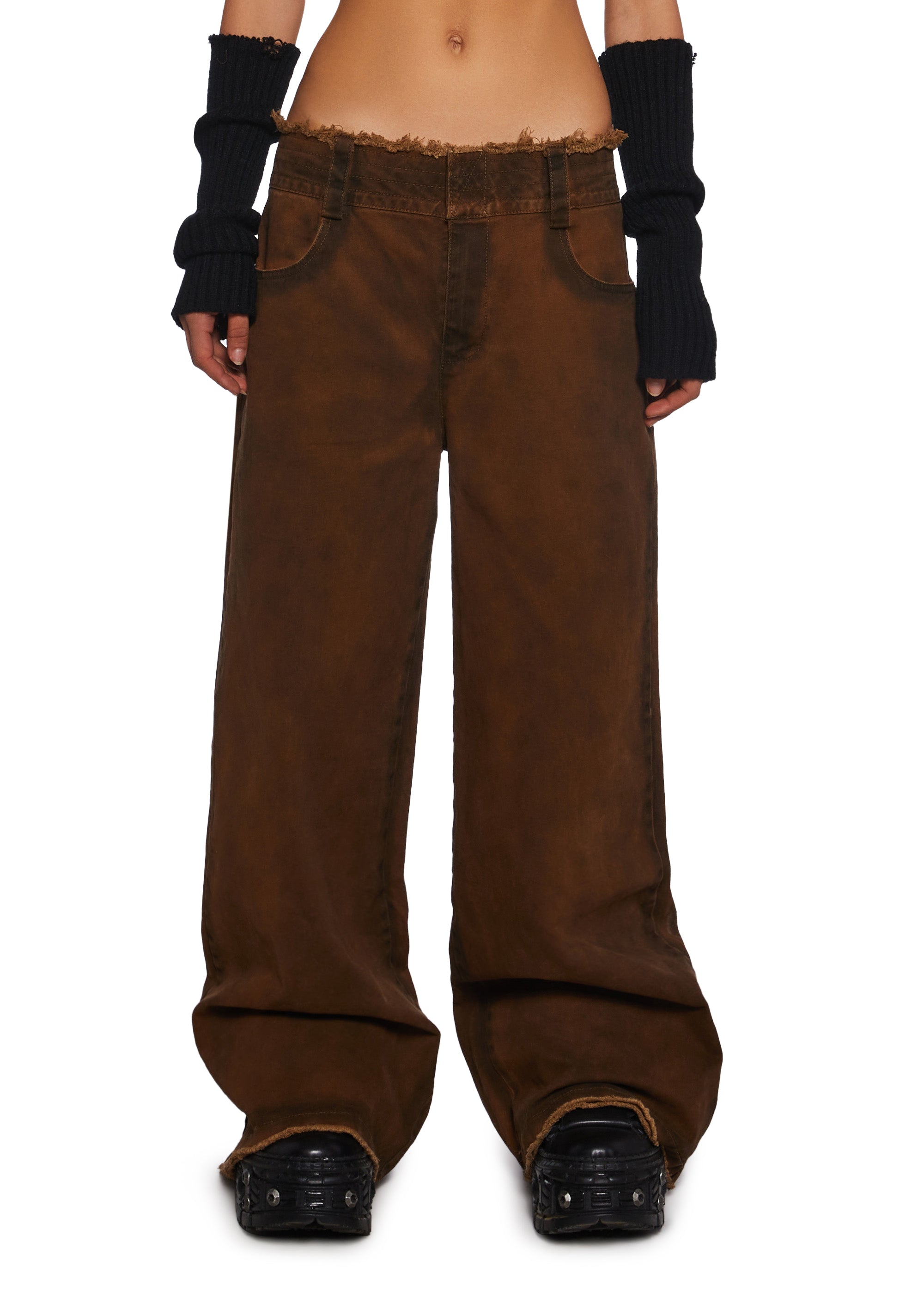 完売 Denim Wash Acid Wavs Darker Baggy Kill Dolls – Brown - Pants パンツ