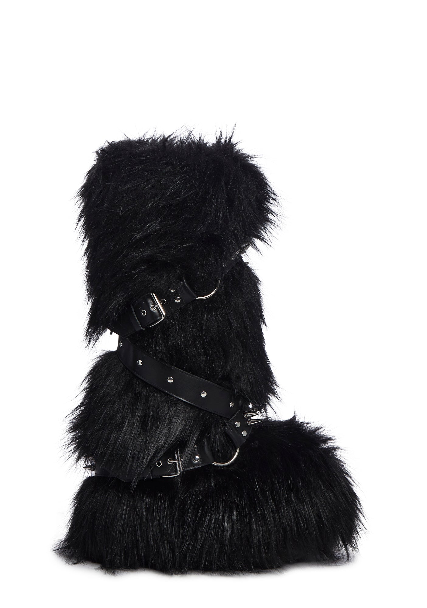 Widow Faux Fur Spiked Vegan Leather Boots Black Dolls Kill