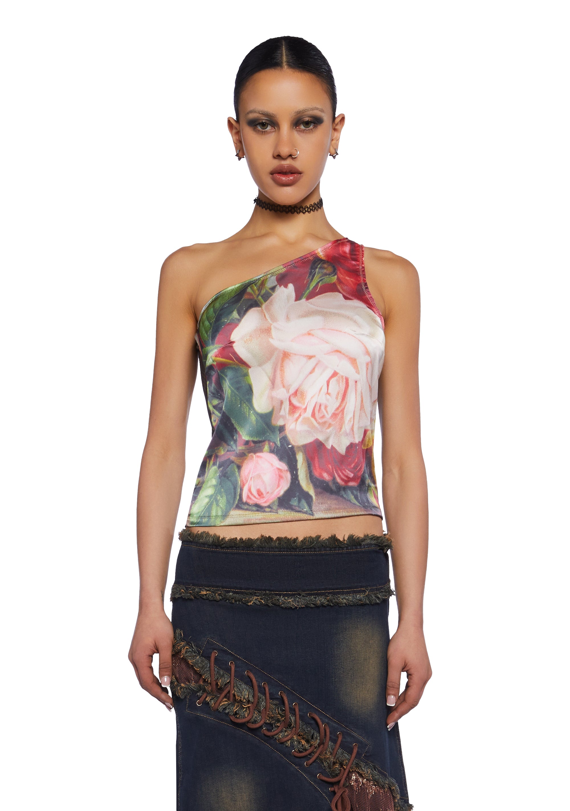 Basic Pleasure Mode Stretchy Asymmetrical Floral Tank Top - Multi ...