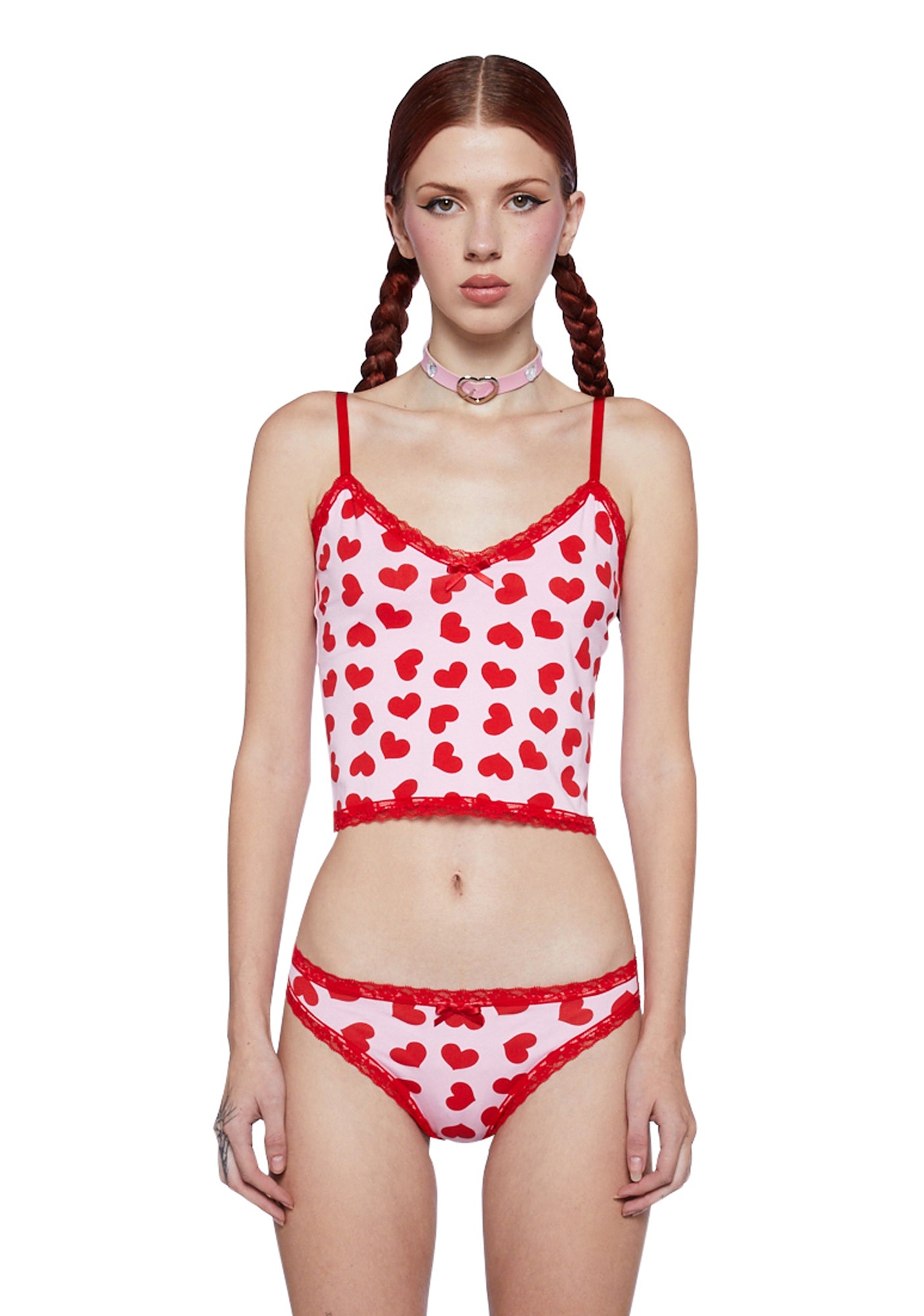 Japanese Style Sexy Panties Love Heart Buckle Dot Print Lace