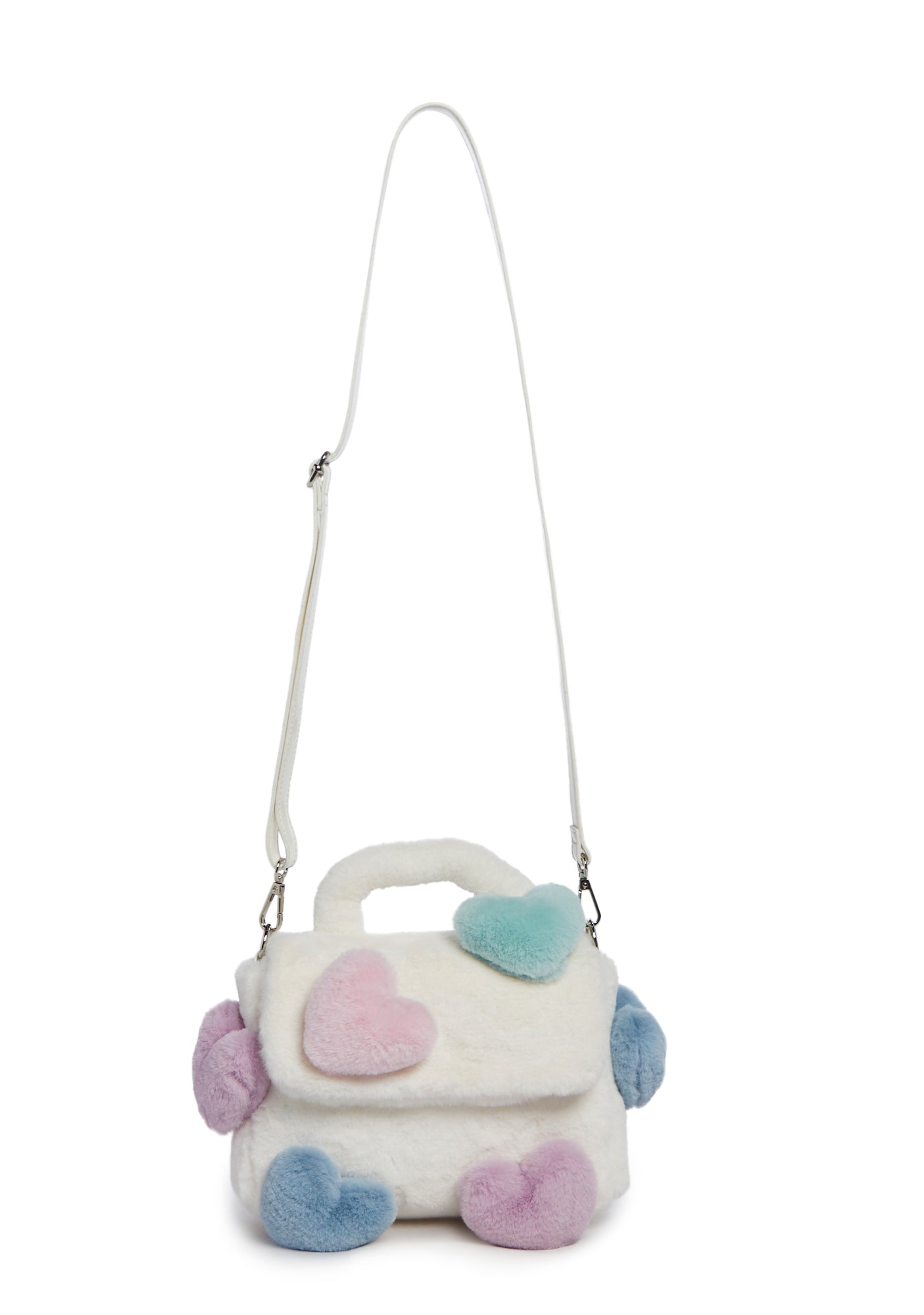 Sugar Thrillz Faux Fur 3D Hearts Handbag - White – Dolls Kill