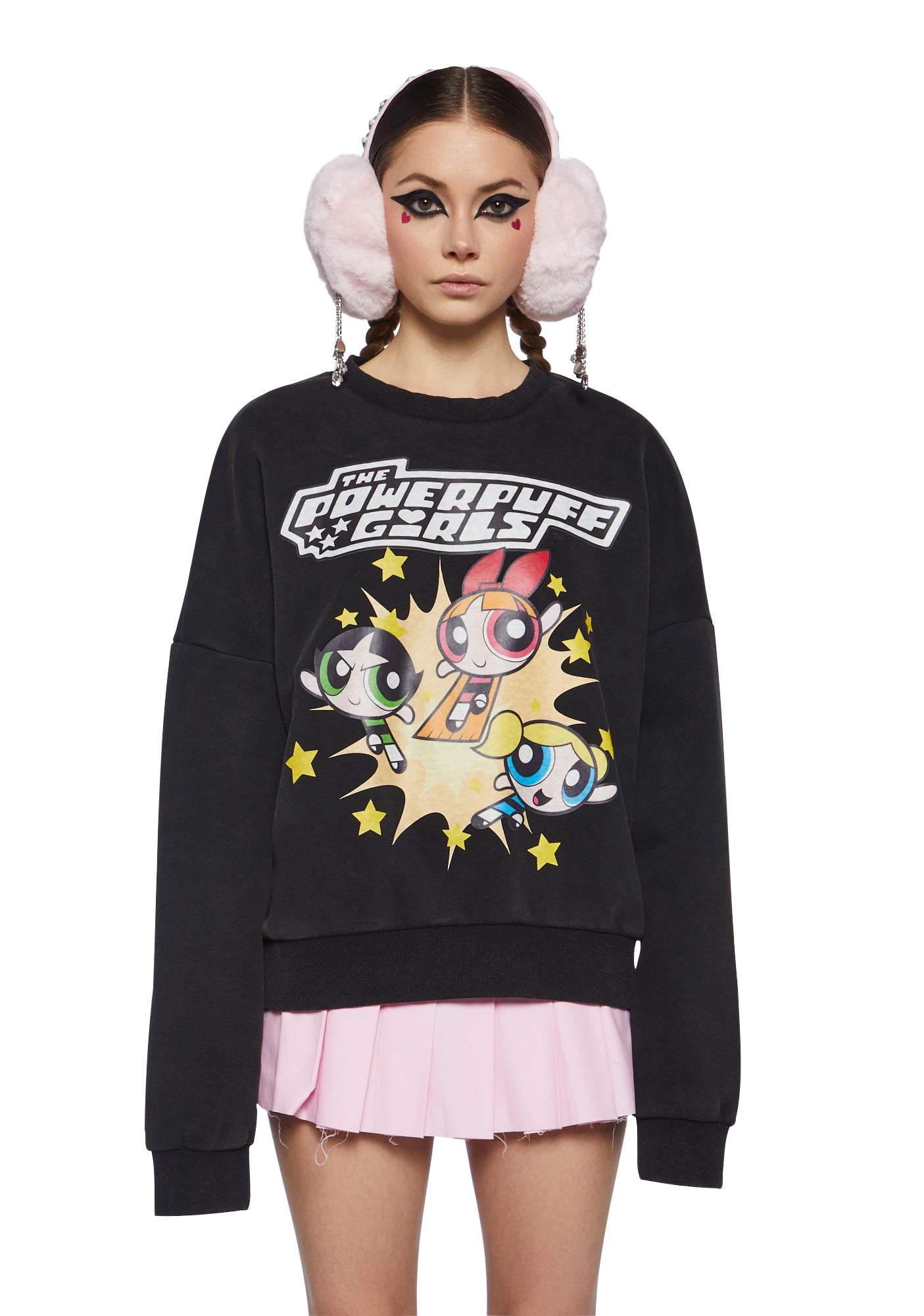 Oversized Hoodies Black Powerpuff Girl Hoodie Bubbles Powerpuff