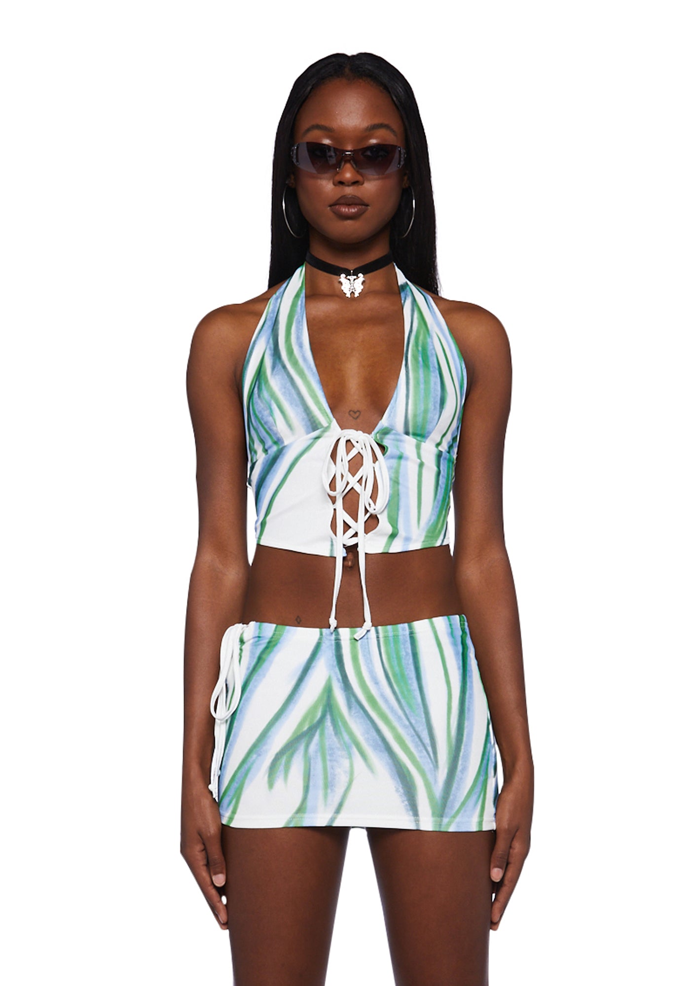 Halter Top and Mini Skirt Set Green Dolls Kill