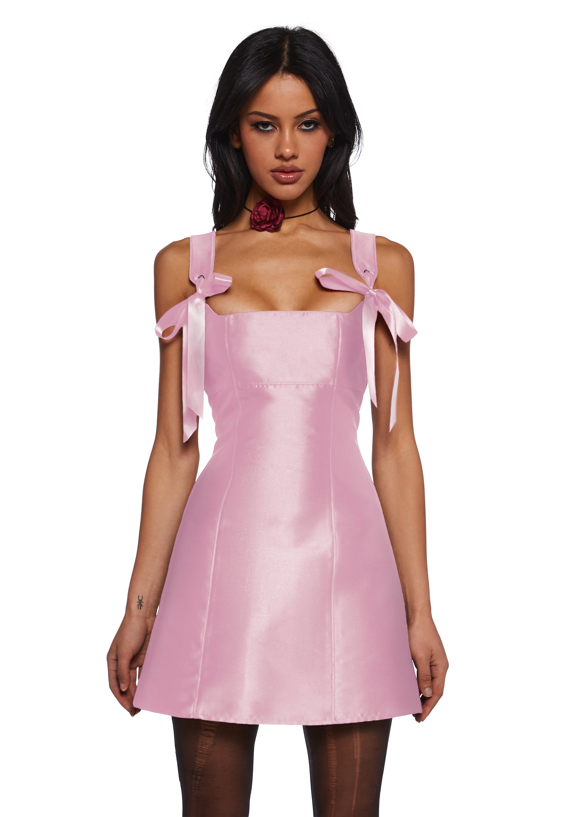 Current Mood Taffeta Ribbon Tie Mini Dress - Pink Dolls Kill Current Mood Taffeta Ribbon Tie Mini Dress - Pink Dolls Kill
