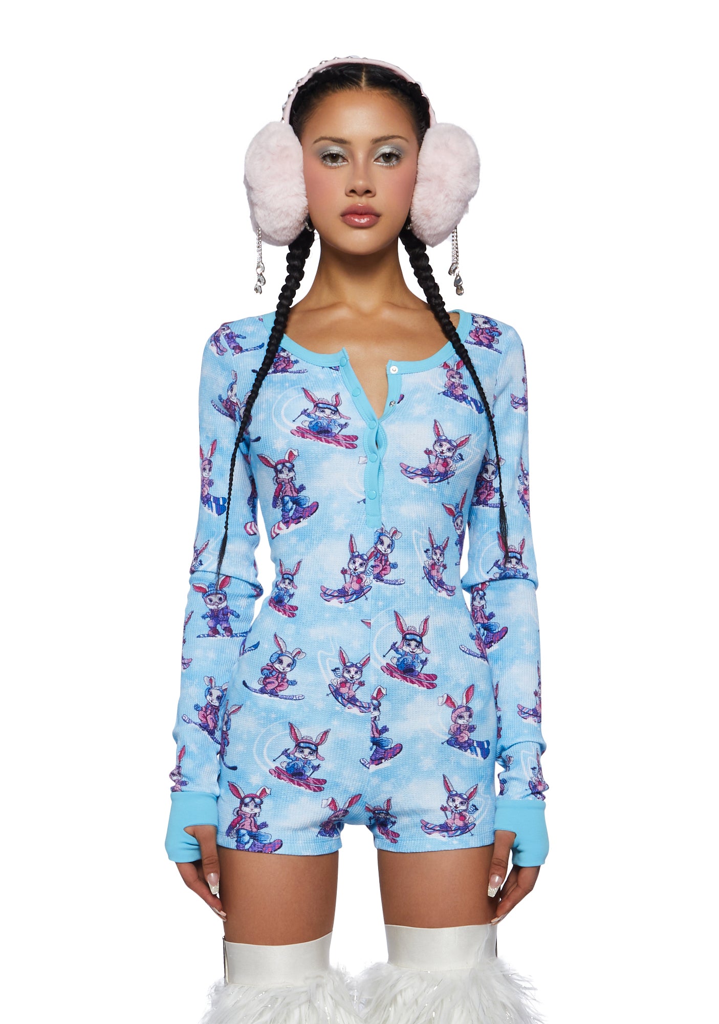 Blue Bunny Romper with Size Zipper main image 0