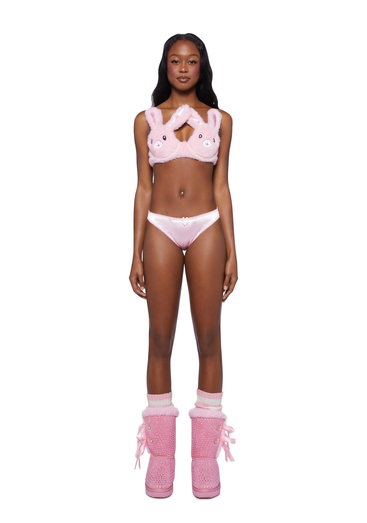 Sugar Thrillz Bunny Bra And Panties Lingerie Set - Pink – Dolls Kill