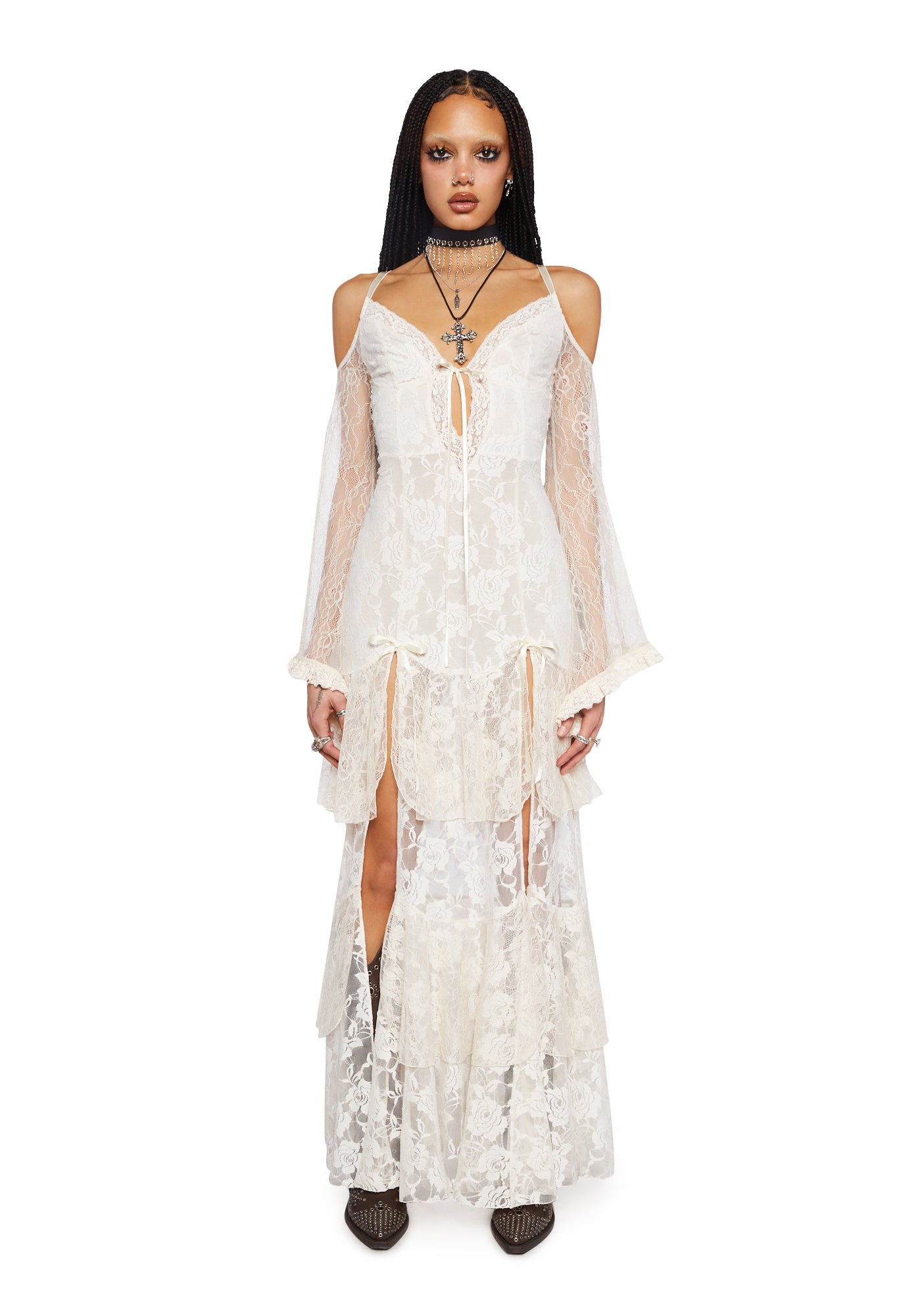 Passion Darling Lace Maxi Dress- Off White
