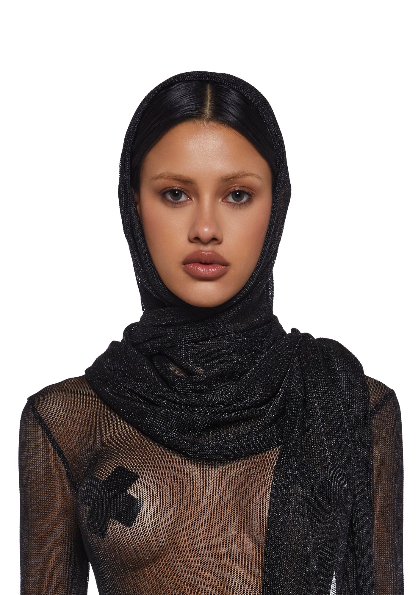 最安値に挑戦！ Darker Wavs Kill Dolls – Black - Scarf Wrap Knit Metallic トップス
