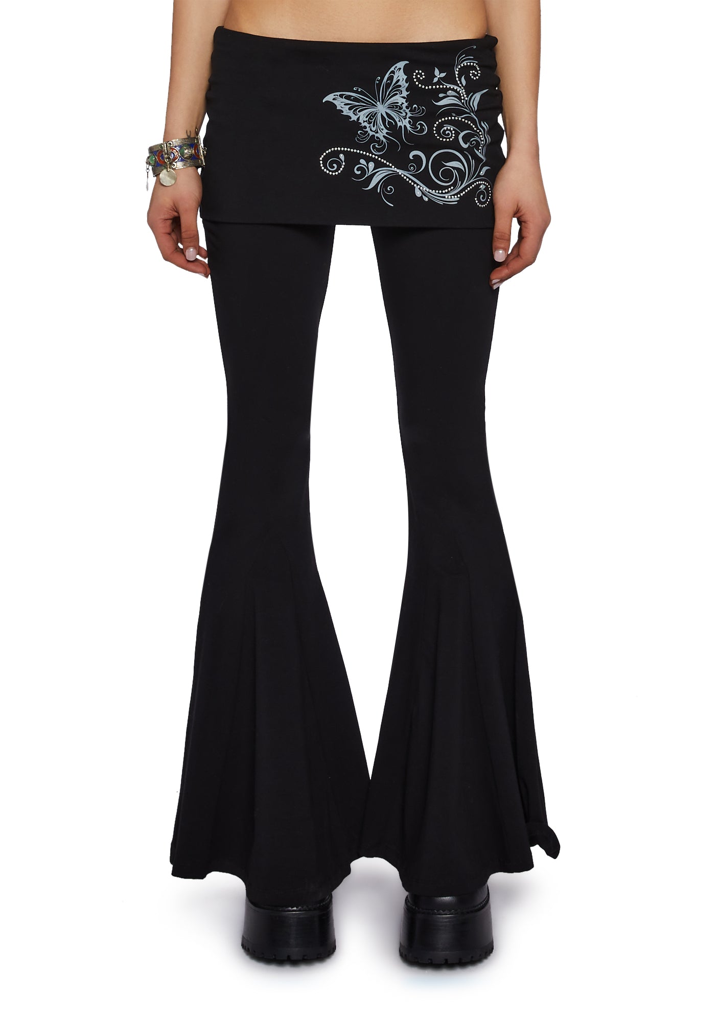 Current Mood Butterfly Flare Pants- Black – Dolls Kill