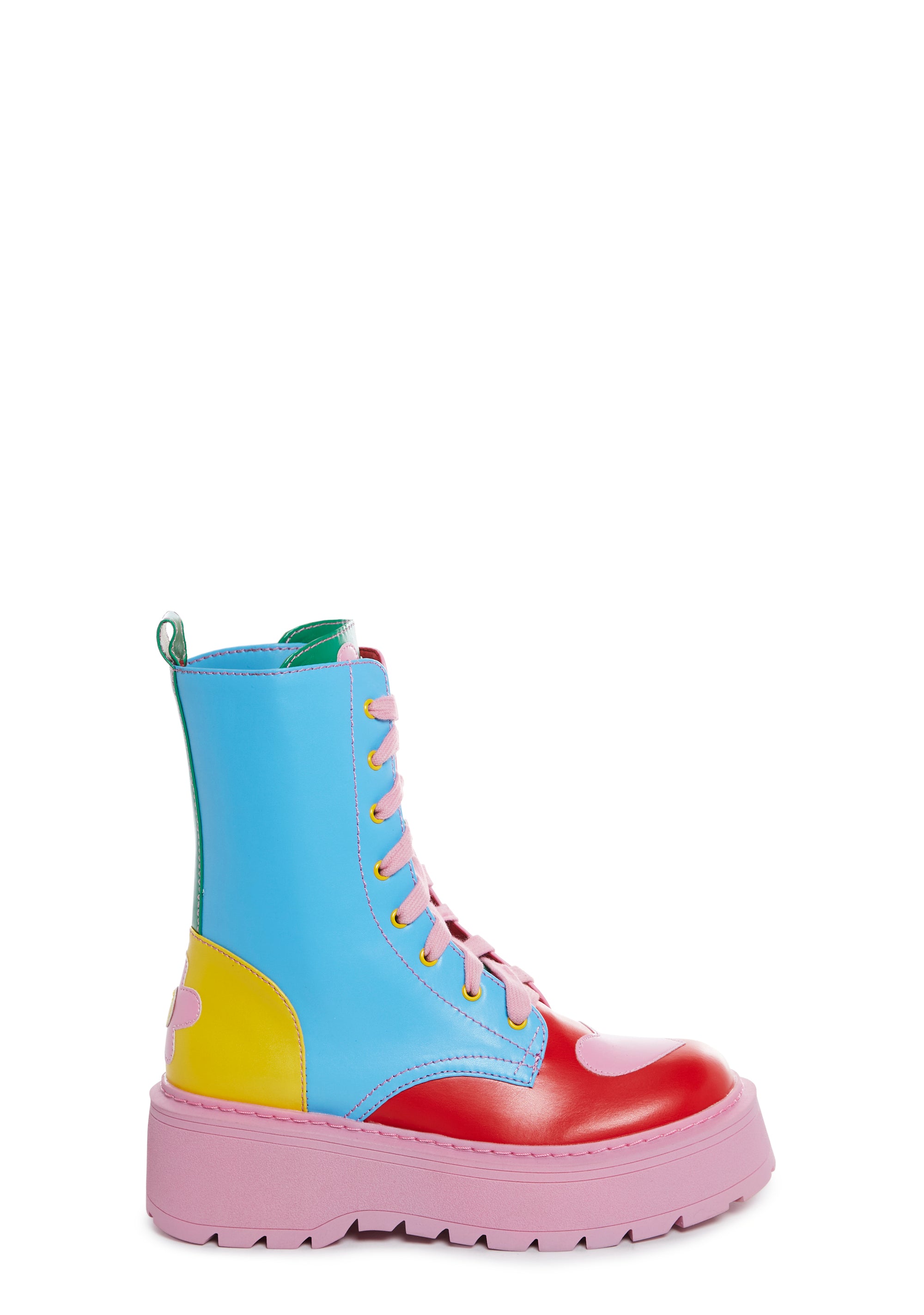 Delia s Groovy Colorblock Flower Heart Combat Boots Multi Dolls Kill