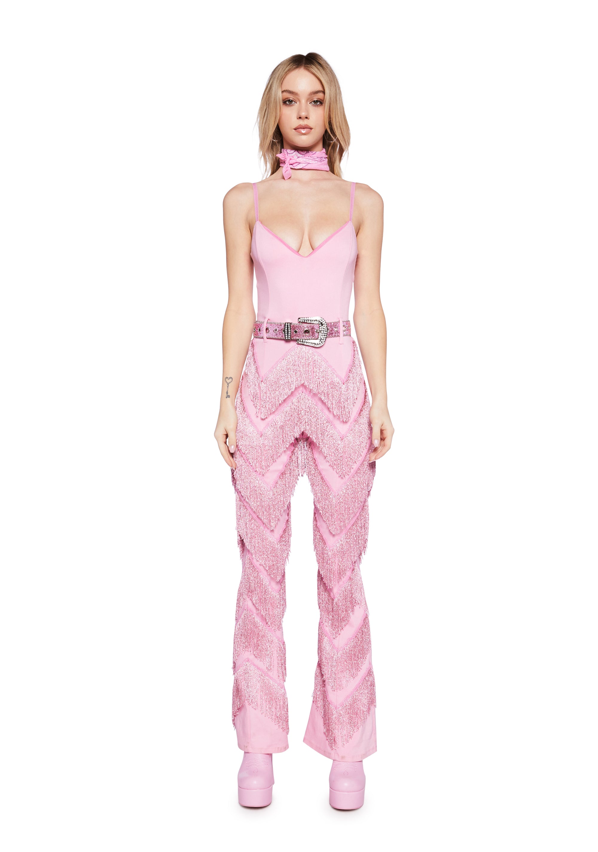 Pink fringe cheap jumpsuit