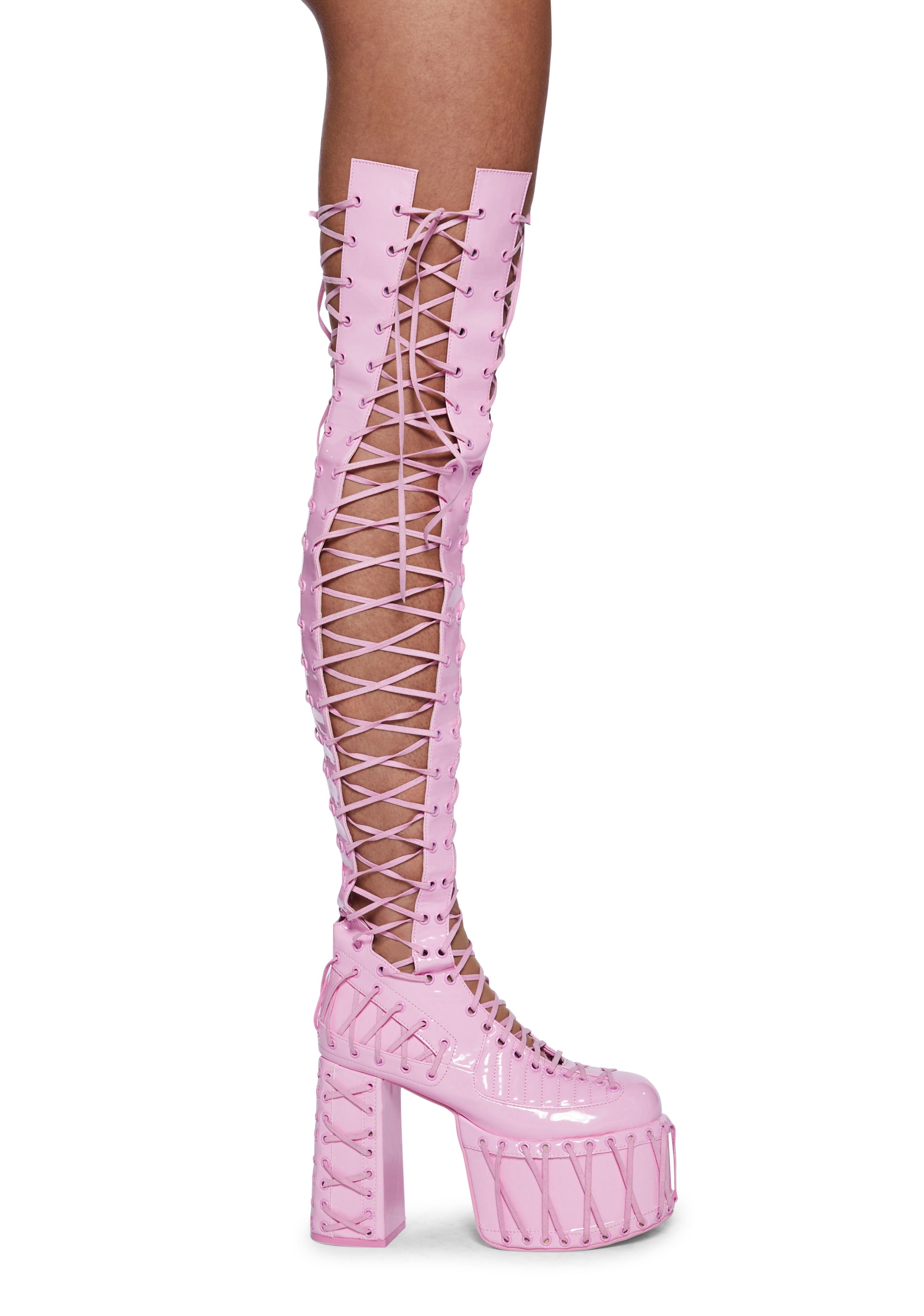 pink dress with thigh high boots Hot Pink Dress With Boots