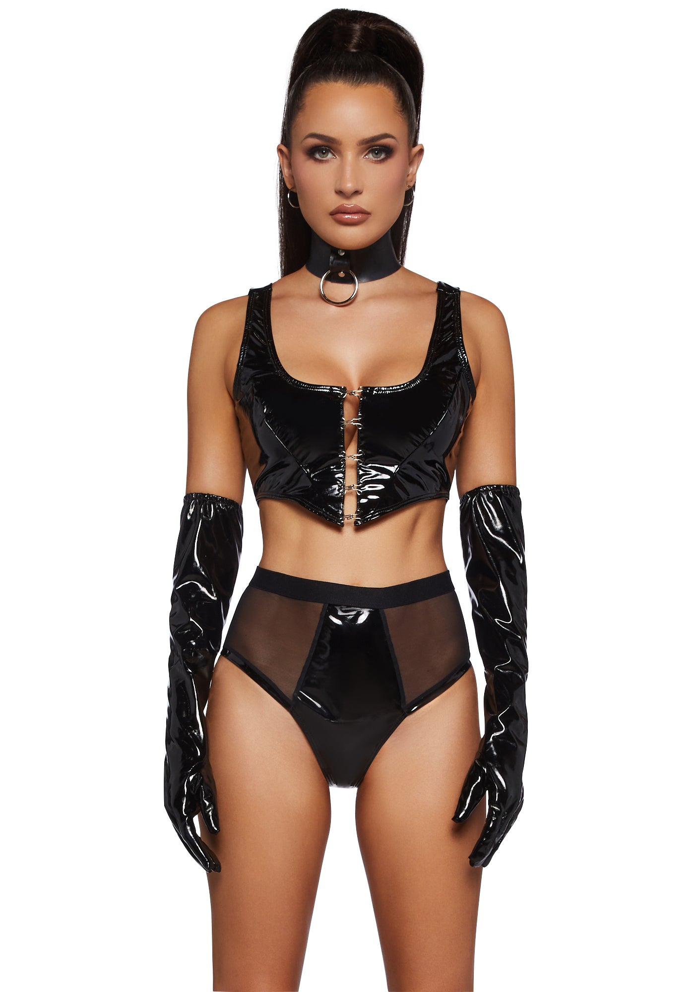 Latex Bra And Mesh Panties Sexy