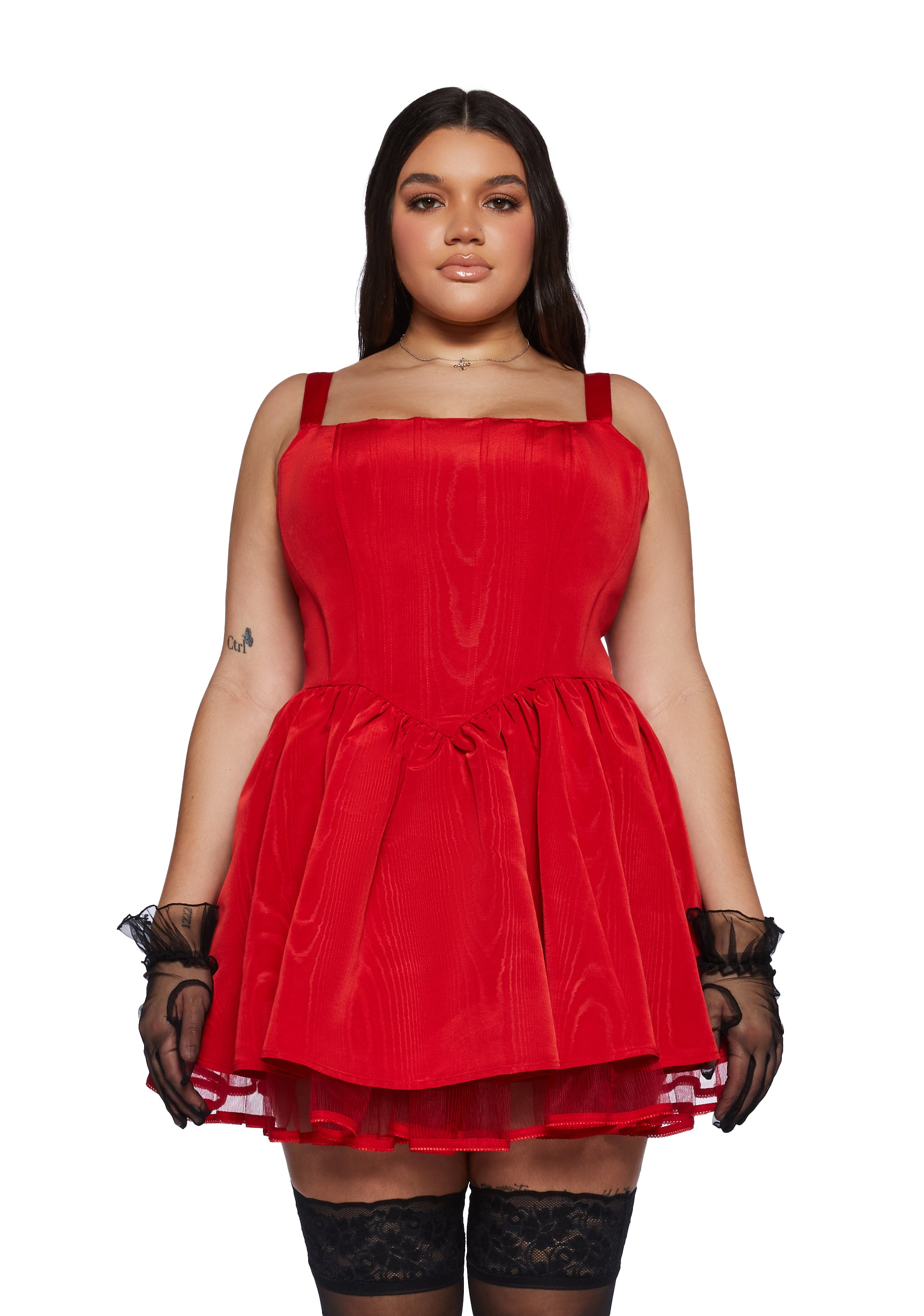 Plus Size Sugar Thrillz Taffeta Corset Dress Red Dolls Kill