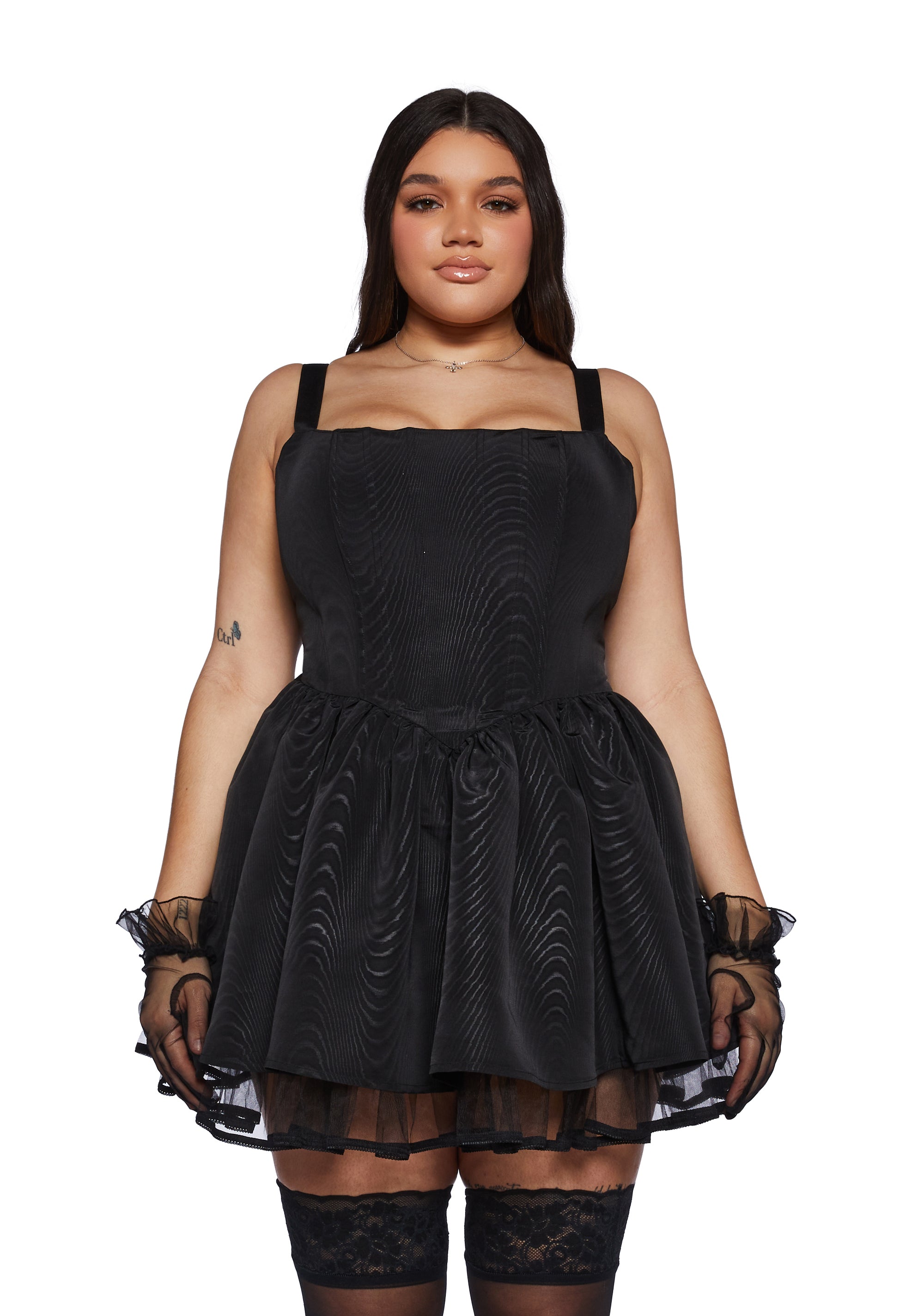 Plus Size Sugar Thrillz Taffeta Corset Dress Black