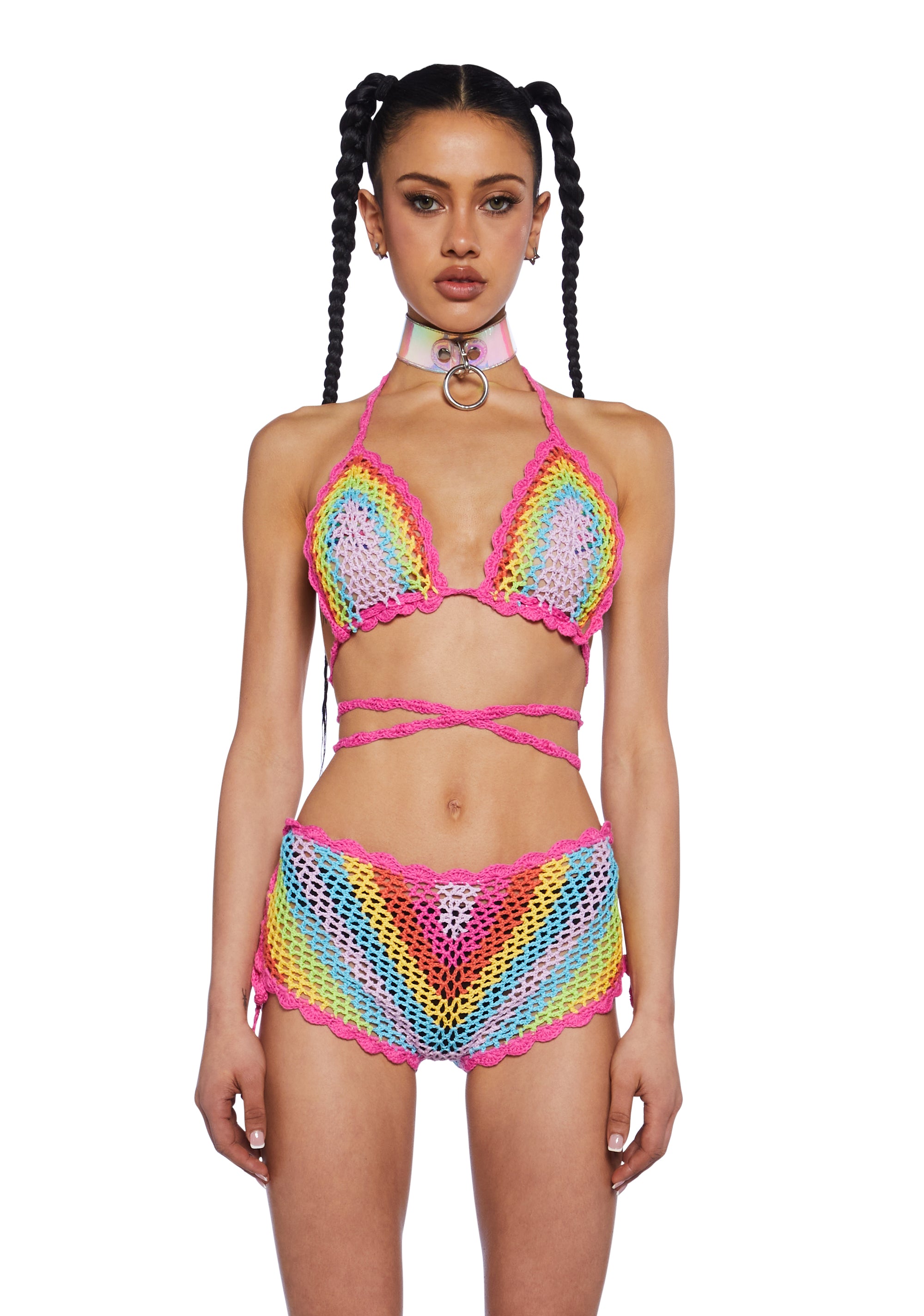 Pastel rainbow bikini top