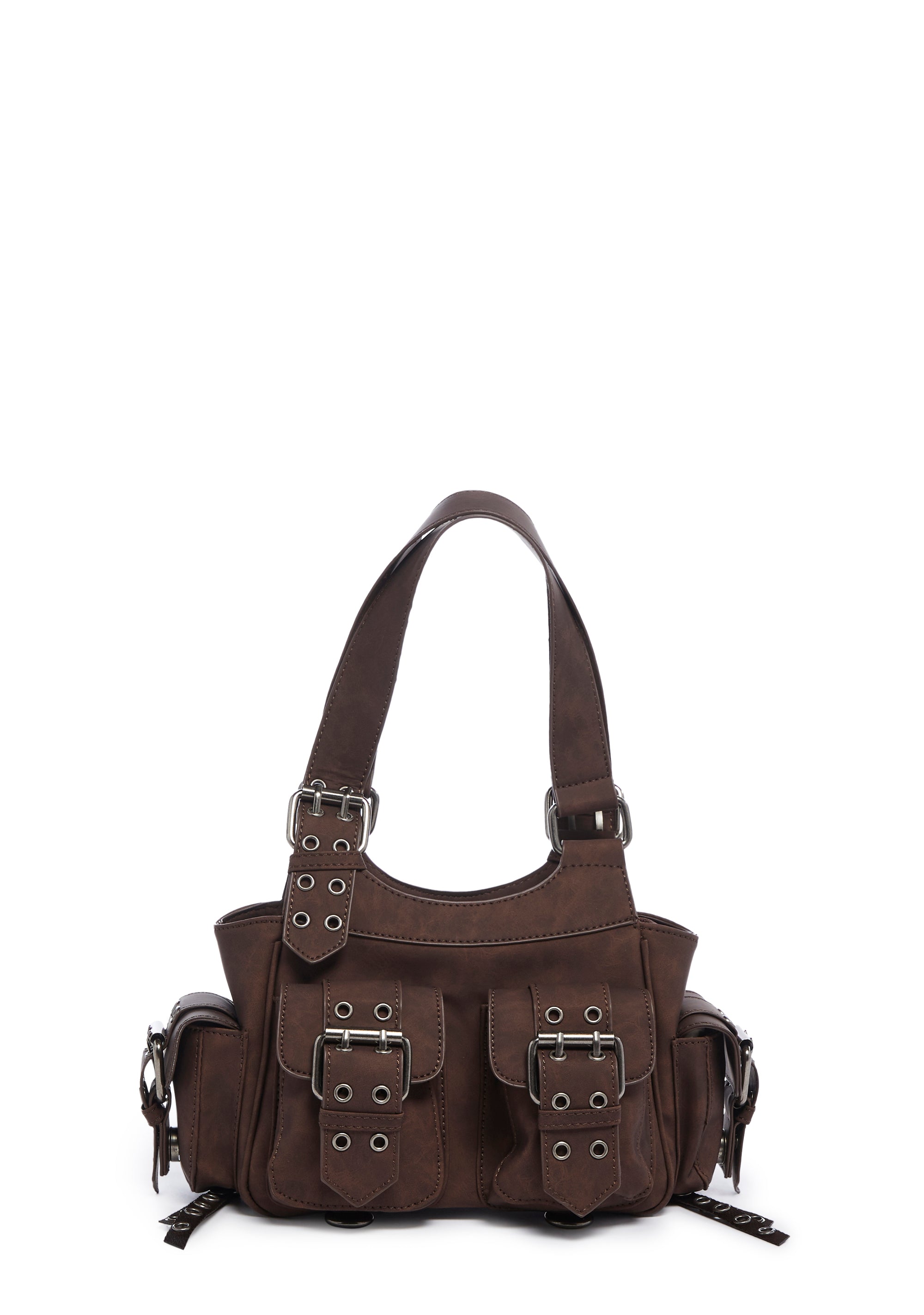 Current Mood Buckled Grommet Mini Handbag - Brown – Dolls Kill