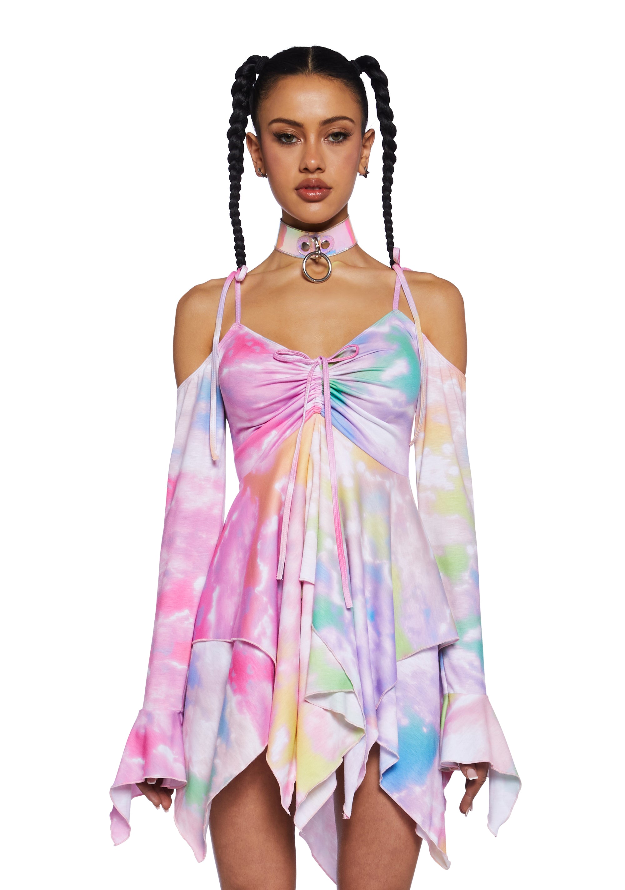 Club Exx Rainbow Tie Dye Handkerchief Dress Pride - Multi Dolls Kill Club Exx Rainbow Tie Dye Handkerchief Dress Pride - Multi Dolls Kill