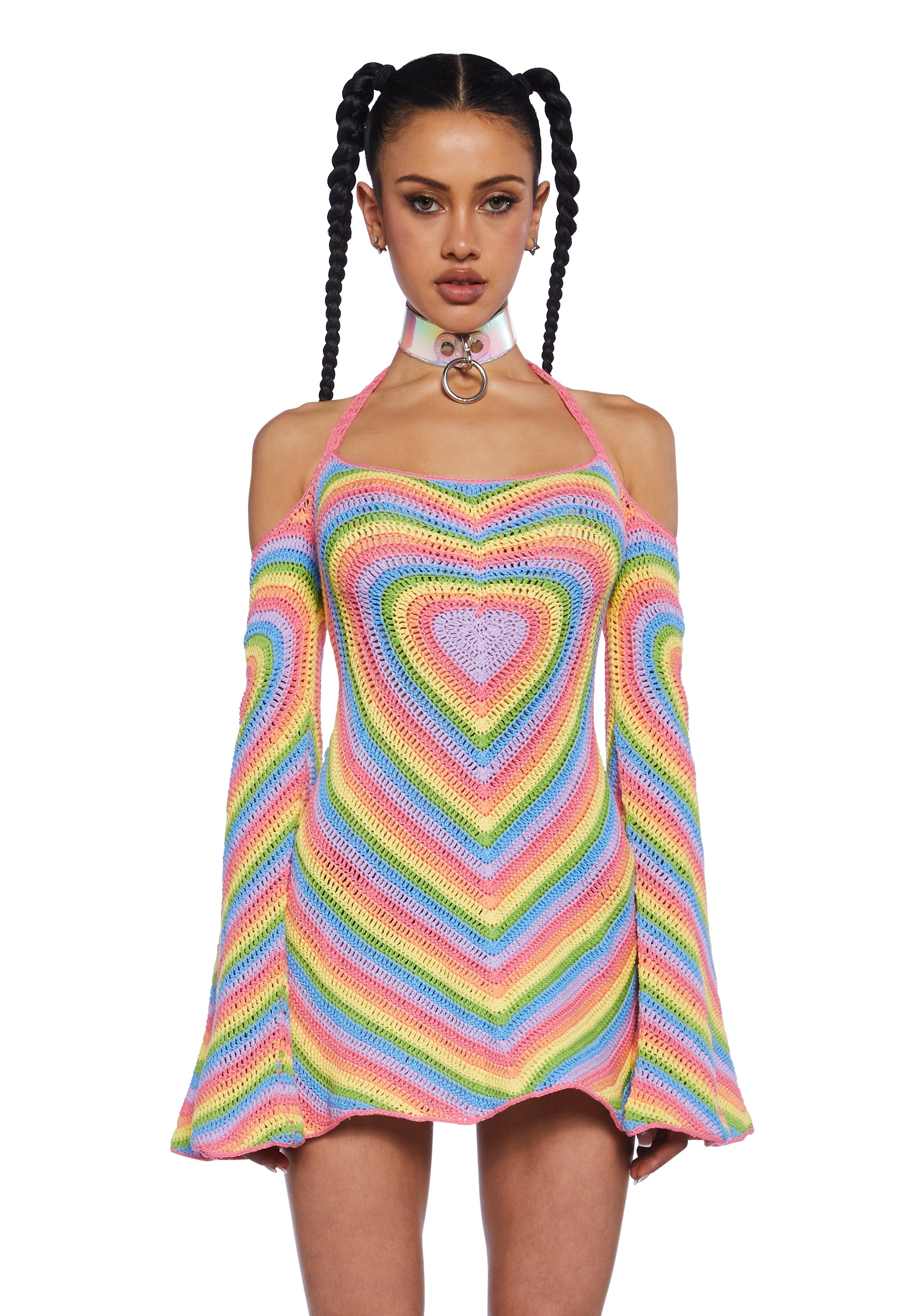 Club Exx Rainbow Crochet Mini Halter Dress Pride - Multi Dolls Kill Club Exx Rainbow Crochet Mini Halter Dress Pride - Multi Dolls Kill