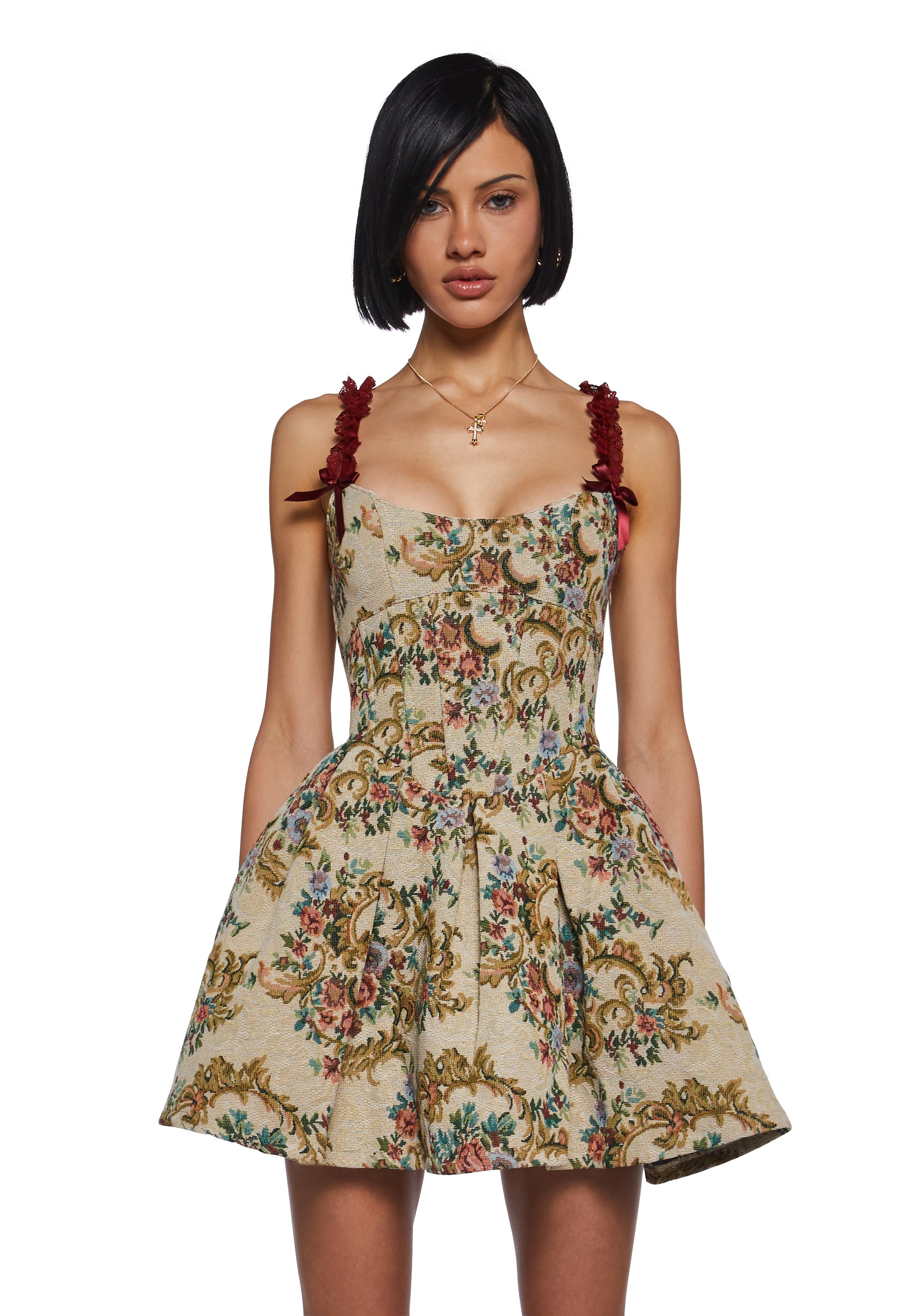 rendezvous lace dress Sneaking out of the castle for early spring's first garden rendezvous Soft, dreamy, and unapologetically elegant this is how we chase the first bloom of the season. Spring Outing Dress
