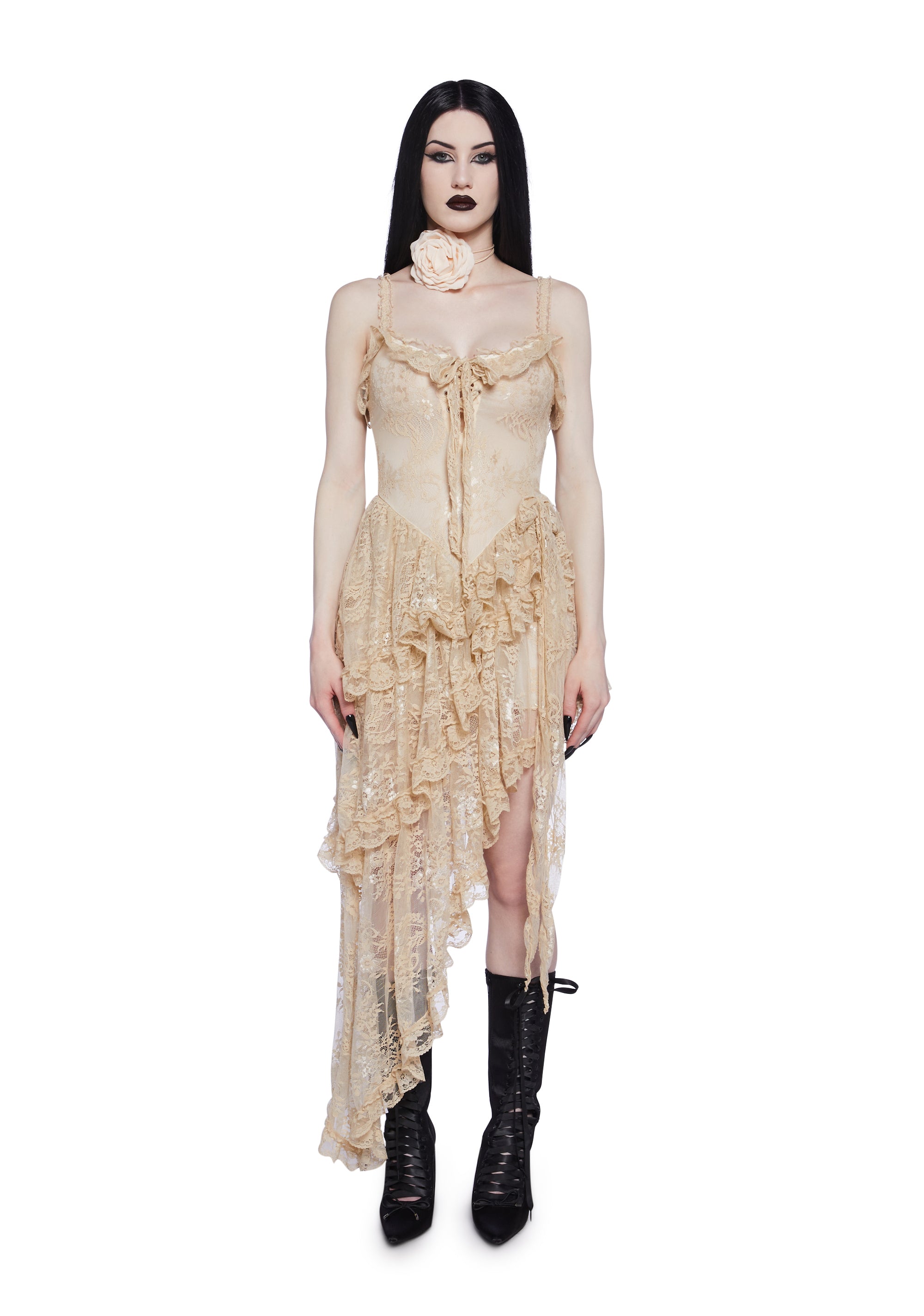 Widow Lace Midi Dress - Off White – Dolls Kill