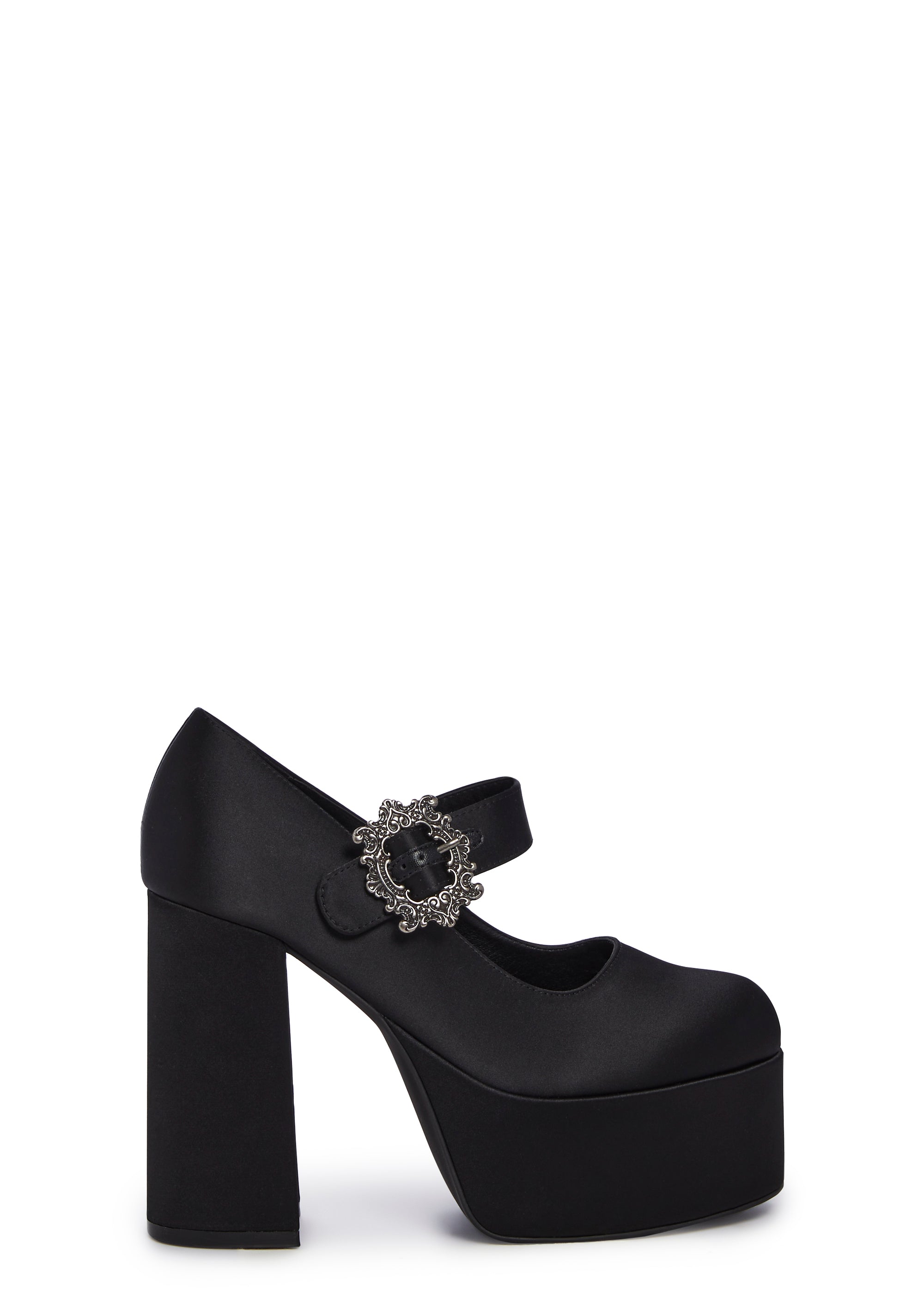 Widow Satin Platform Mary Janes - Black â Dolls Kill