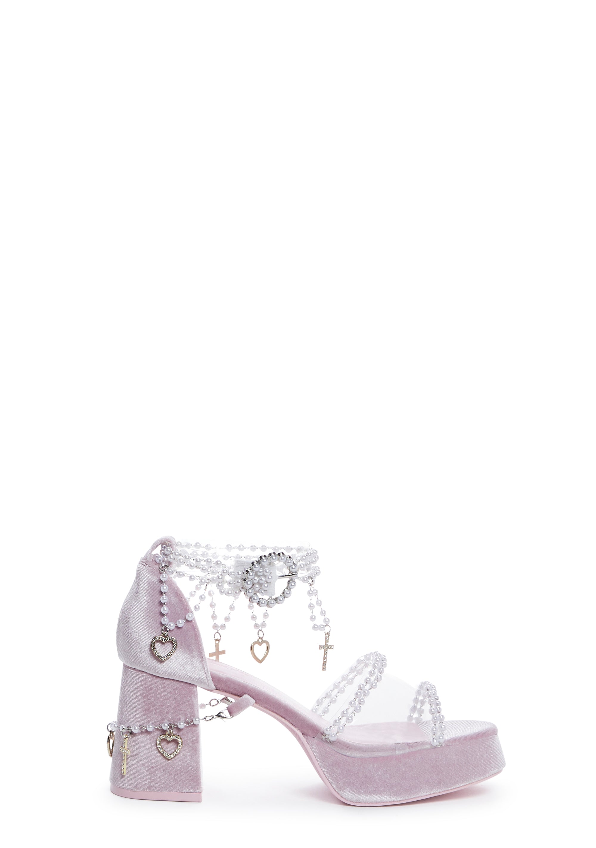 Velvet Platform Sandals With Charms Sugar Thrillz - Pink â Dolls Kill