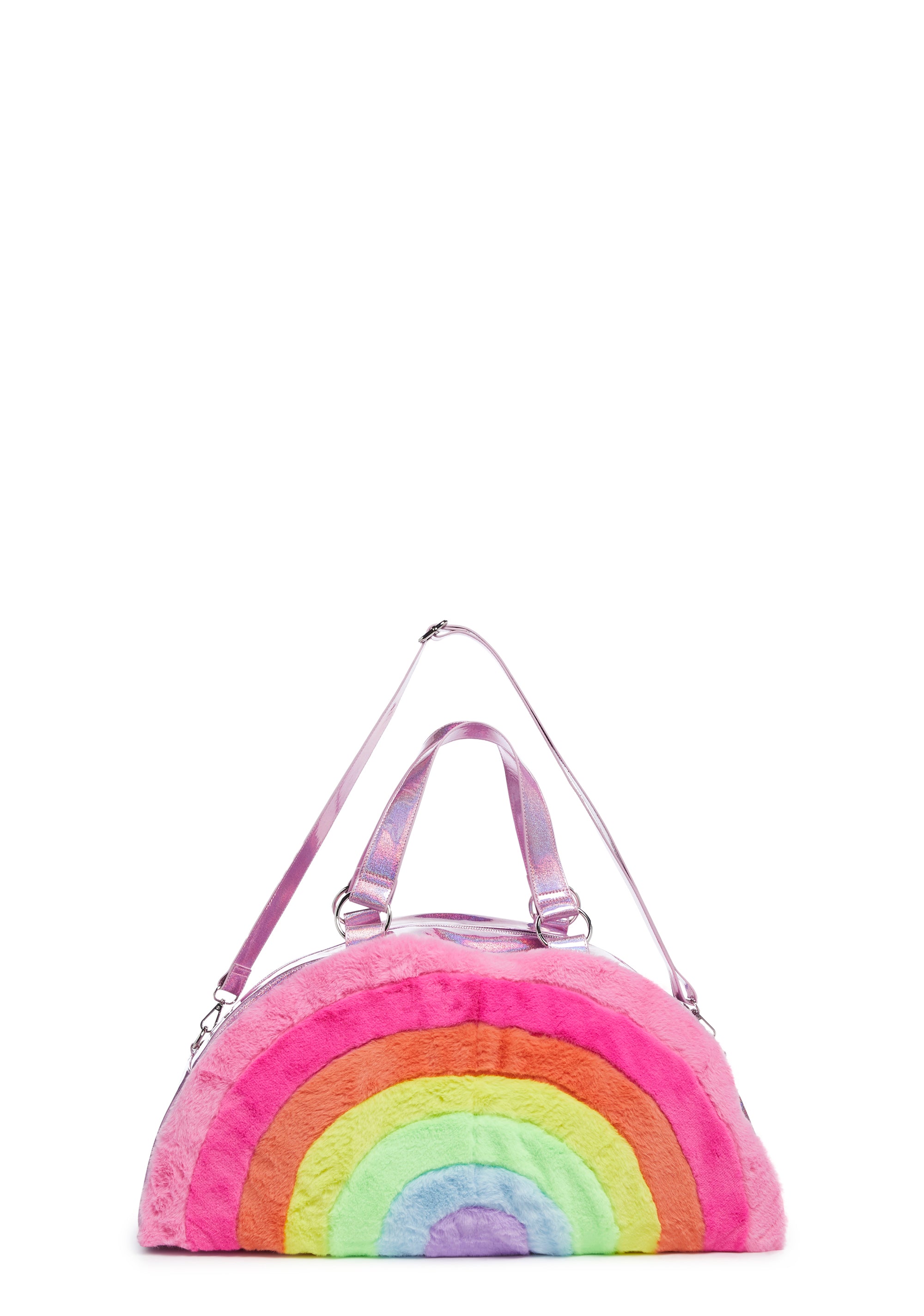Club Exx Rainbow Faux Fur Oversized Weekender Bag Multi Dolls Kill