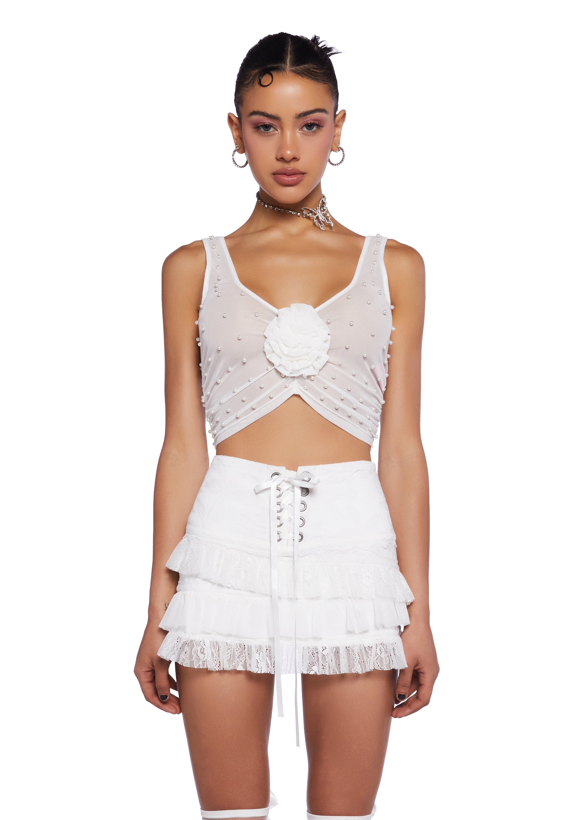 上質で快適 3D Regency Thrillz Sugar Pearl Off - Top Tank Flower Mesh アクセサリー