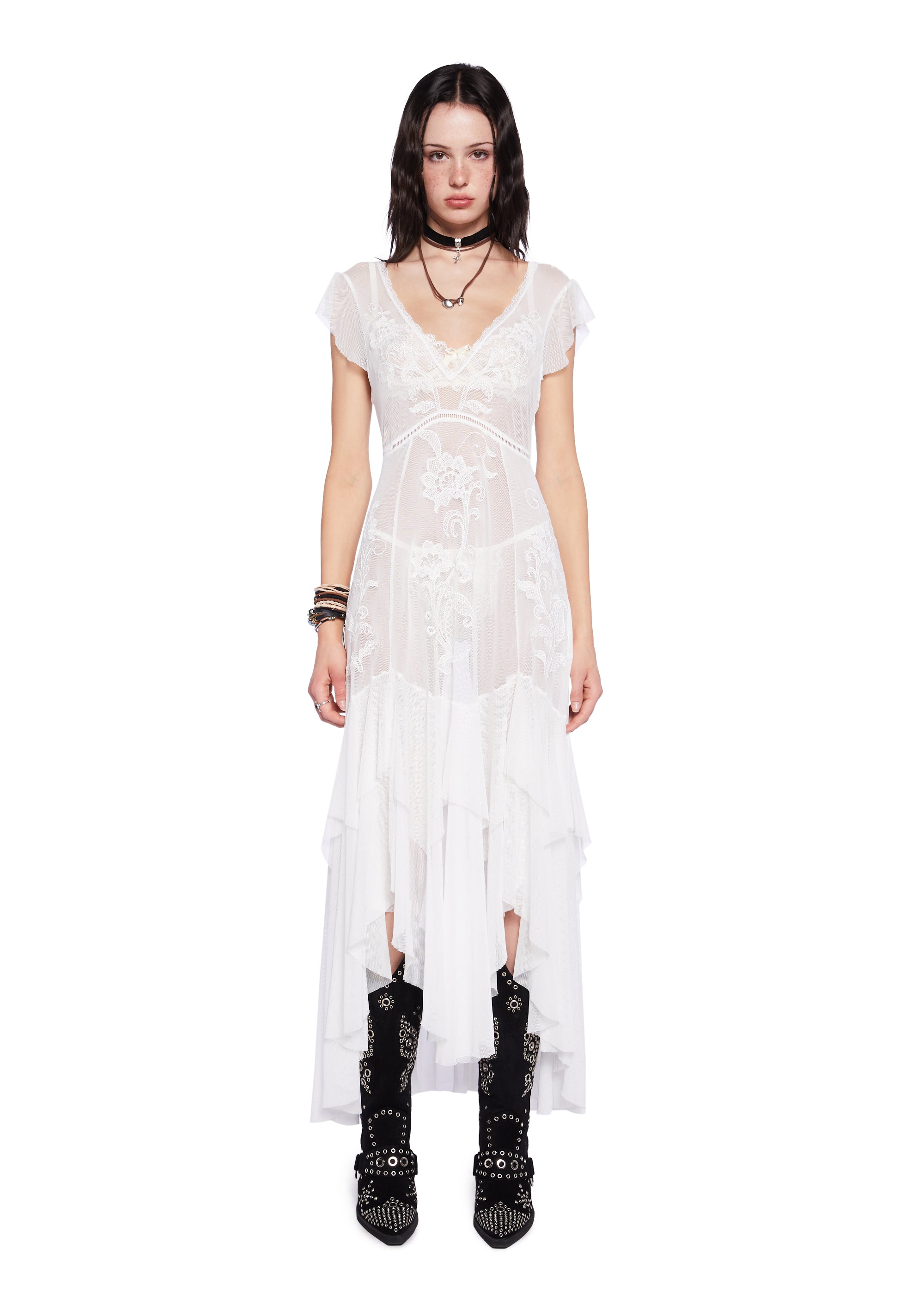 BADBLOOD★韓国人気 Cotillard Dress - White The Kate Dress in White Windsor Brocade | Over The Moon