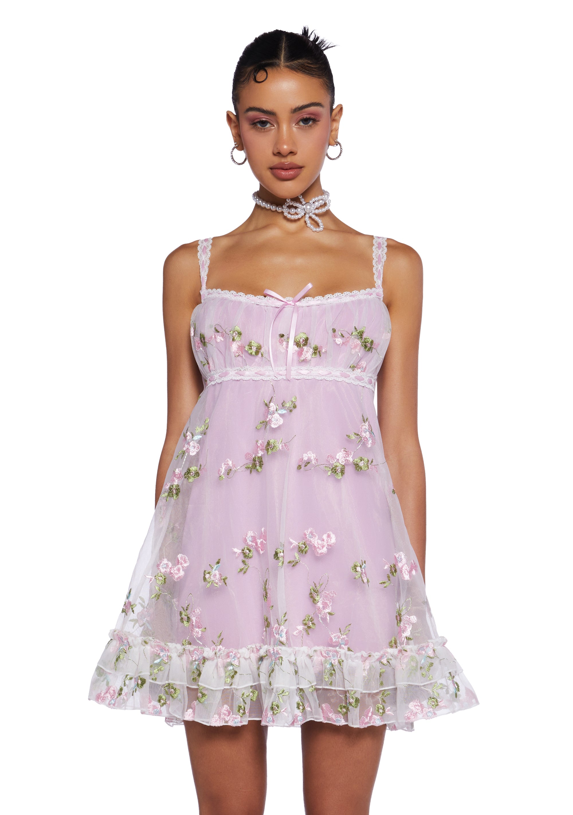 Sugar Thrillz Mesh Overlay Tank Dress With Embroidered Sugar Thrillz Mesh Overlay Tank Dress With Embroidered