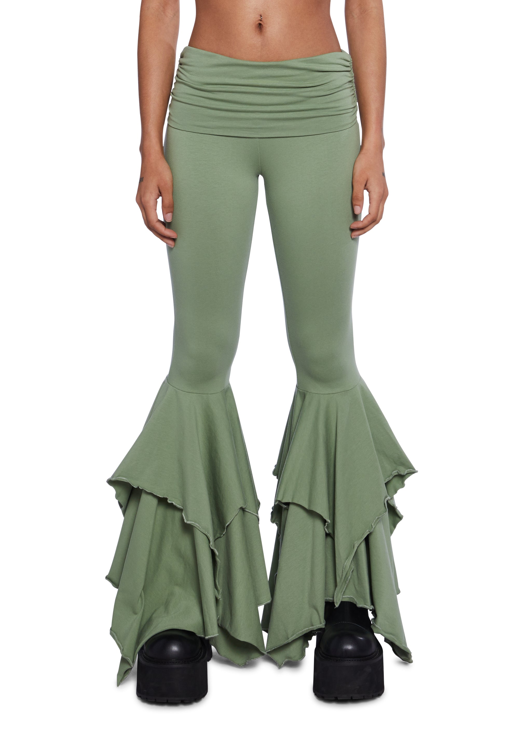 Current Mood Wide Leg Flared Pants Fairycore - Light Green Current Mood Wide Leg Flared Pants Fairycore - Light Green