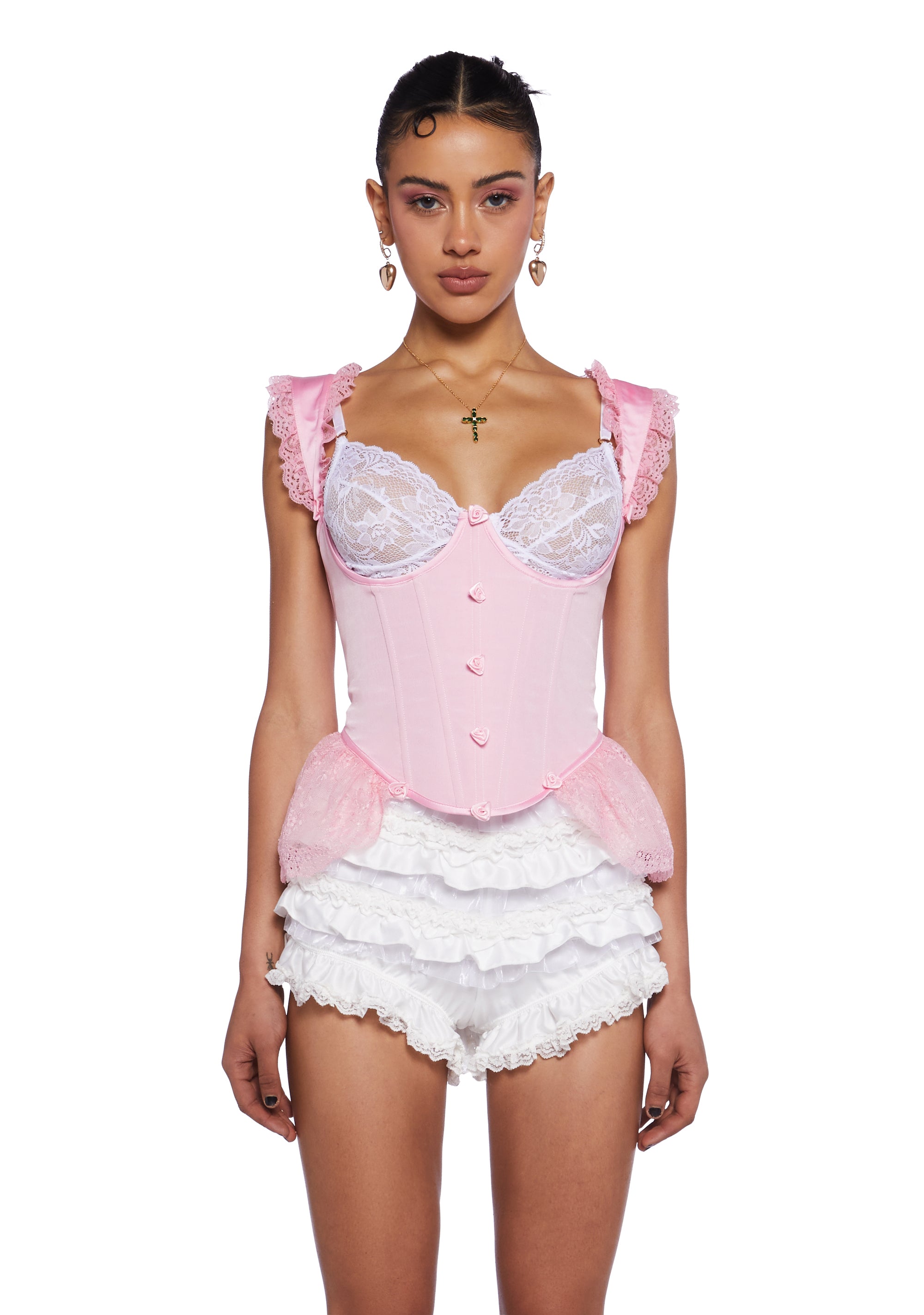 Amazon.com: Women Gothic Ruffle Corset Court Puff Sleeve