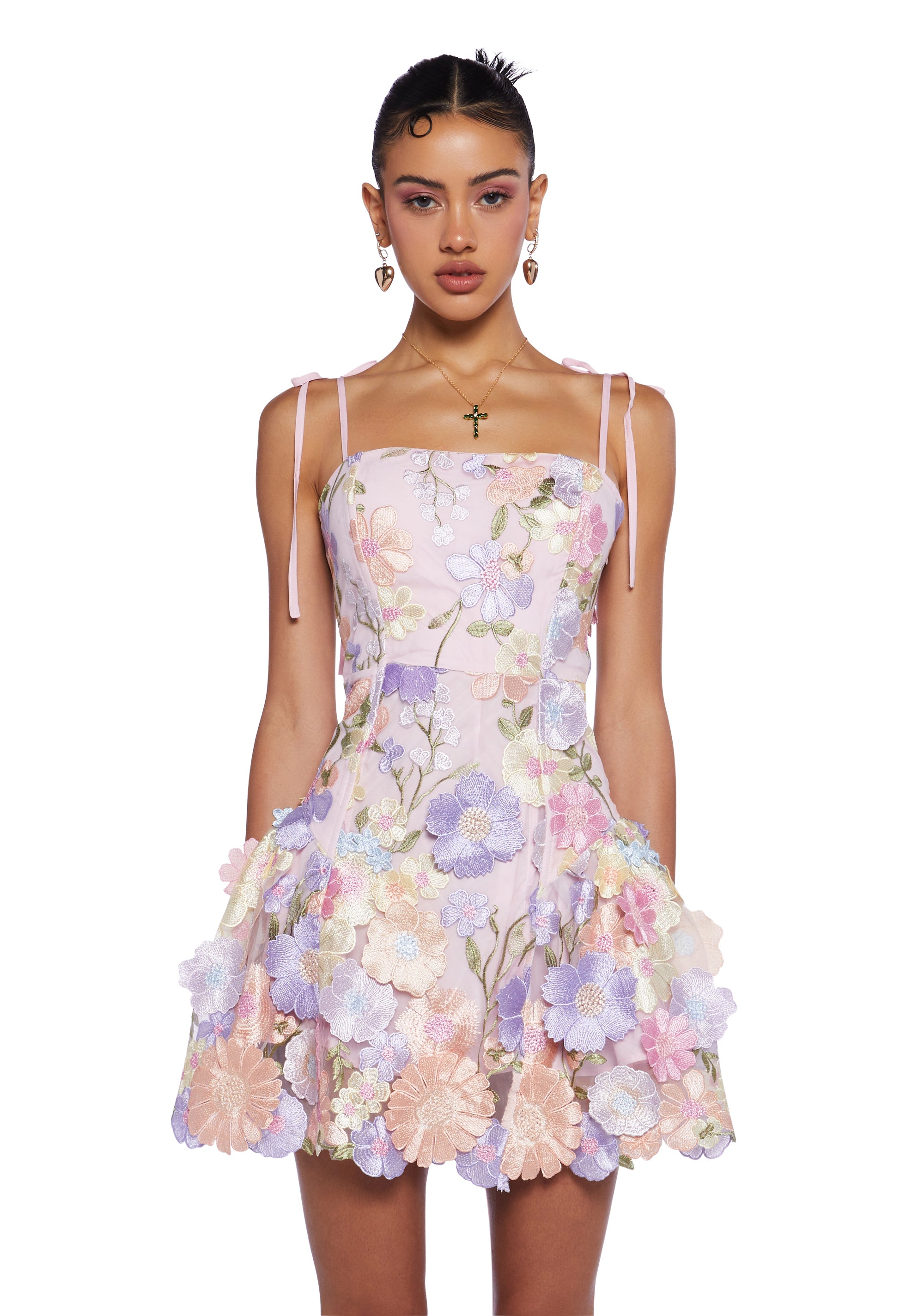 Sugar Thrillz Regency 3D Floral Mesh Drop Waist Fit N' Flare Dress - Light Purple Dolls Kill Sugar Thrillz Regency 3D Floral Mesh Drop Waist Fit N' Flare Dress - Light Purple Dolls Kill