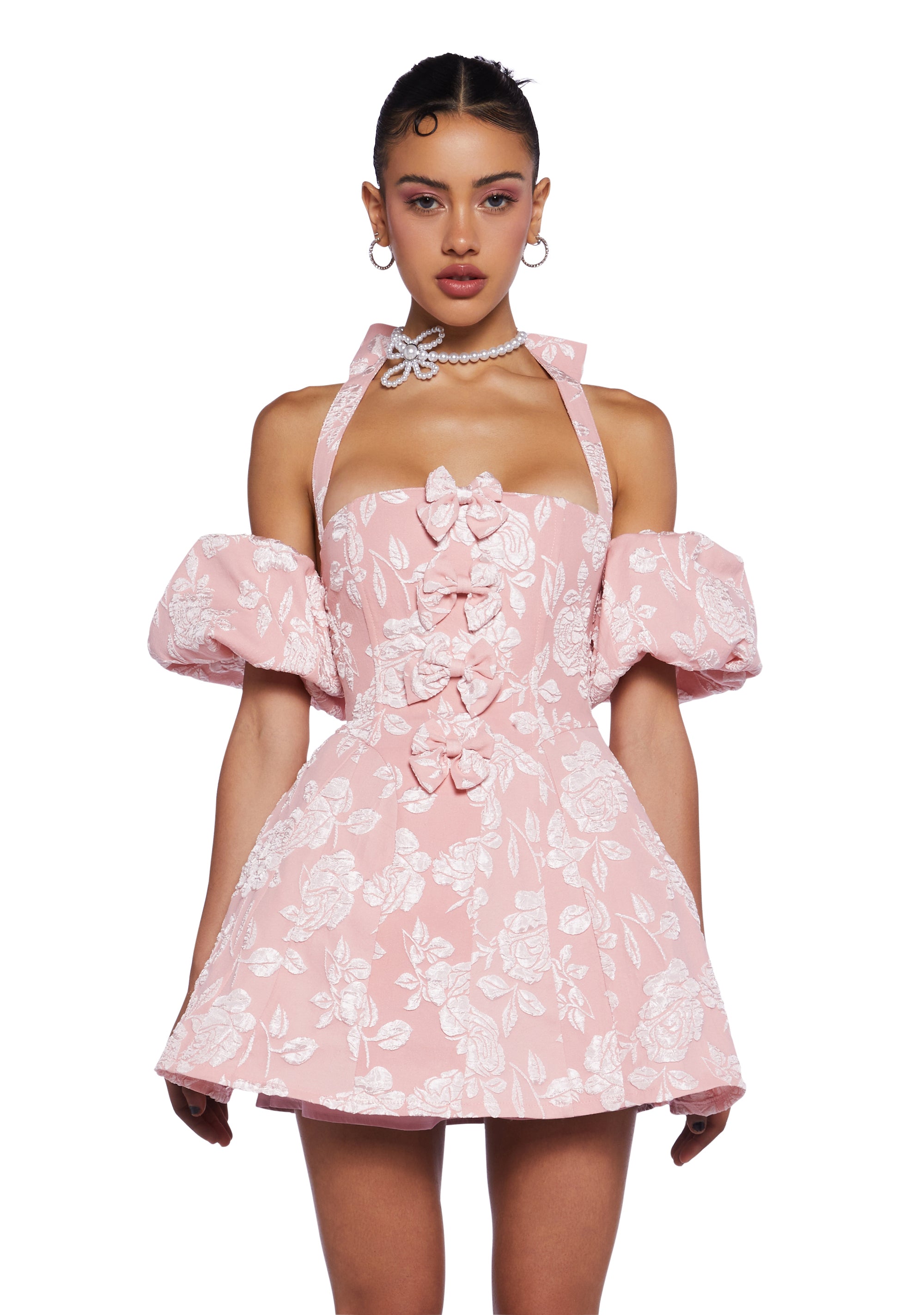 halter puff mini dress Halter Style Spaghetti Straps Puff Sleeve Layered Mini Dress