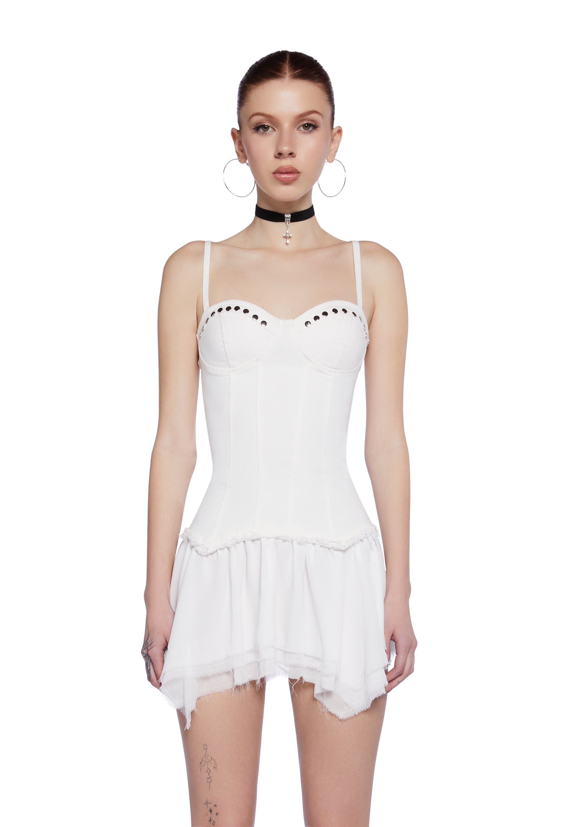 【HAENGNAE】 WHITE \"KISHIMEN MINI DRESS\" HAENGNAE】 WHITE 