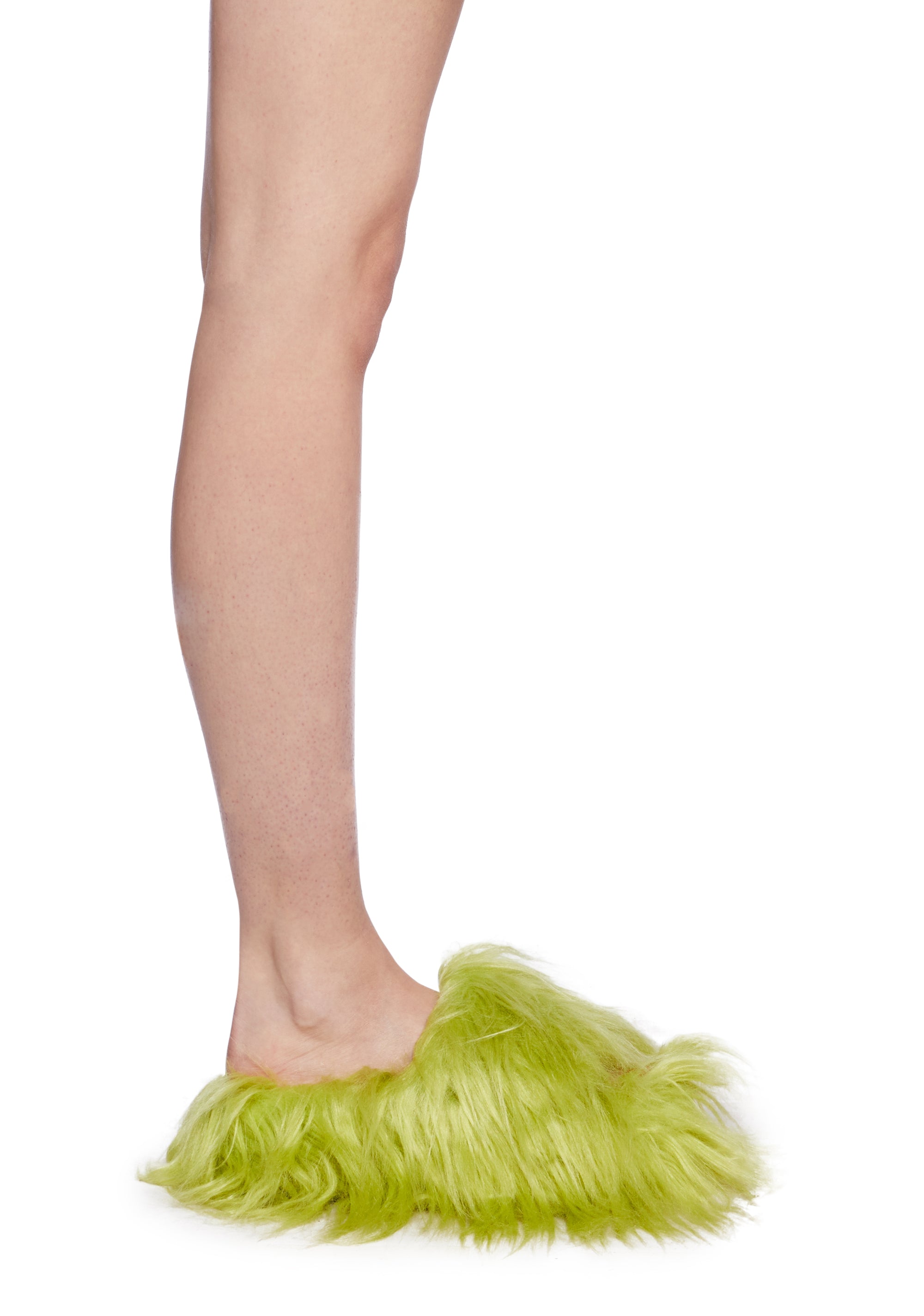 Delia's Faux Fur Slides Green Dolls Kill