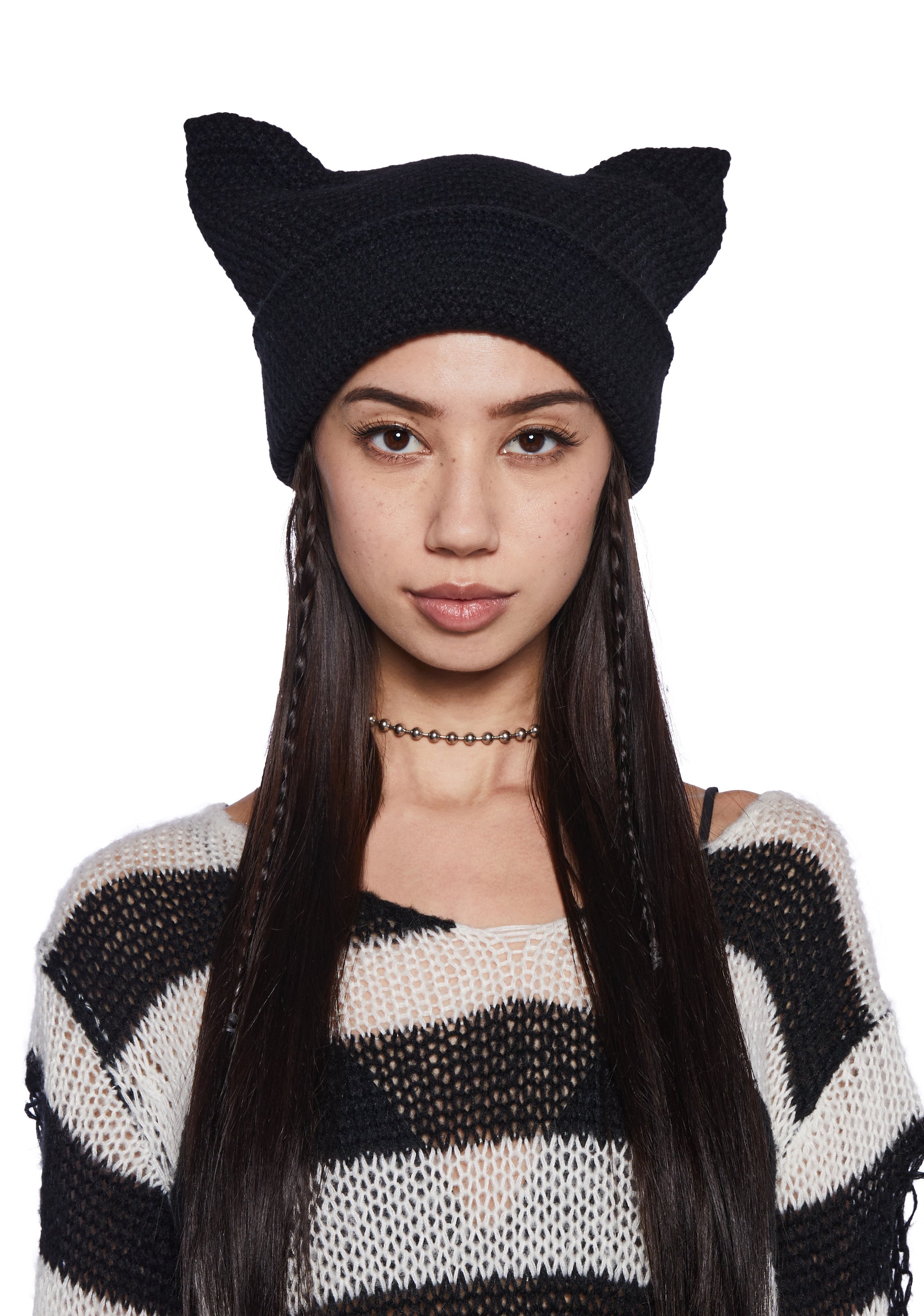 【DOLLS KILL】Friendly Persuasion Crochet Beanie Womens Crochet Rosette Beanie With Tassels Delias - Pink