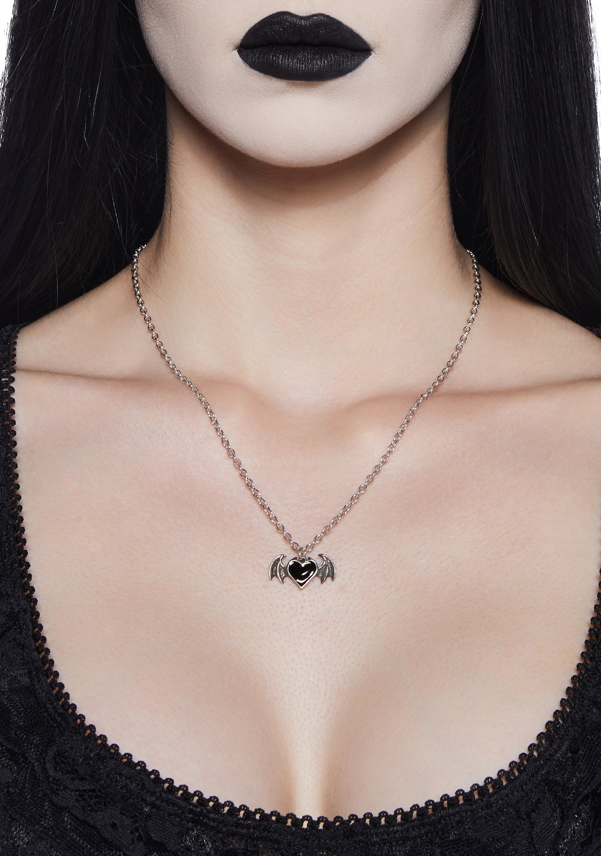 Alchemy England Goth Pewter Heart Batwing Pendant Necklace - Silver – Dolls  Kill
