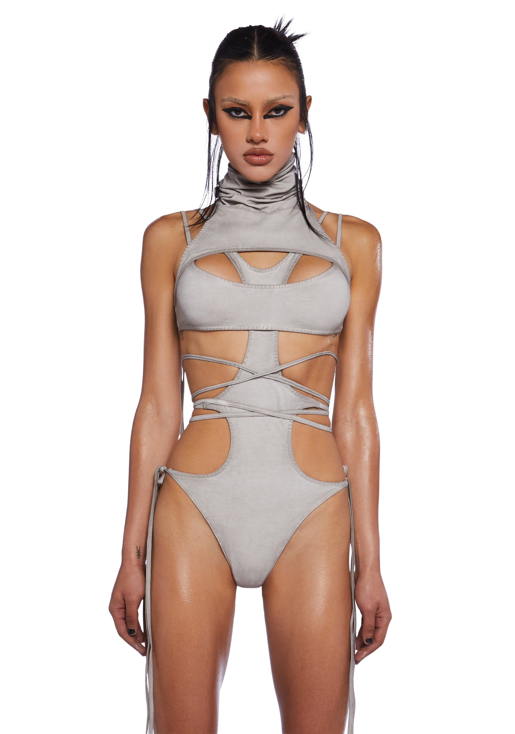 訳あり・アウトレット特集 Gray - Bodysuit Strappy Bleached Cotton Wavs Darker – Kill Dolls トップス