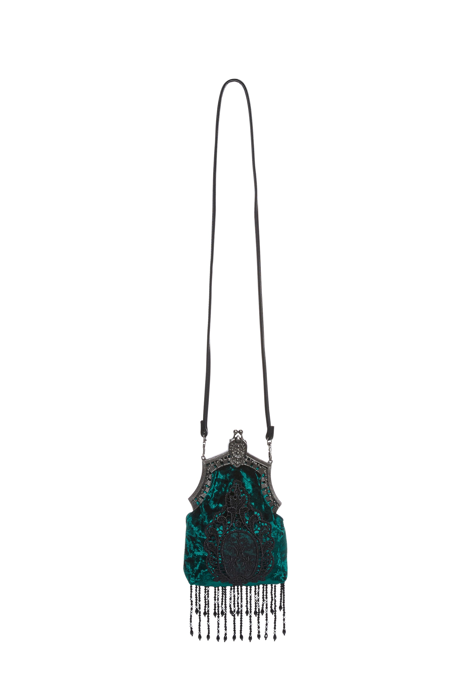 Widow Velvet Fringe Embroidered Purse - Green – Dolls Kill