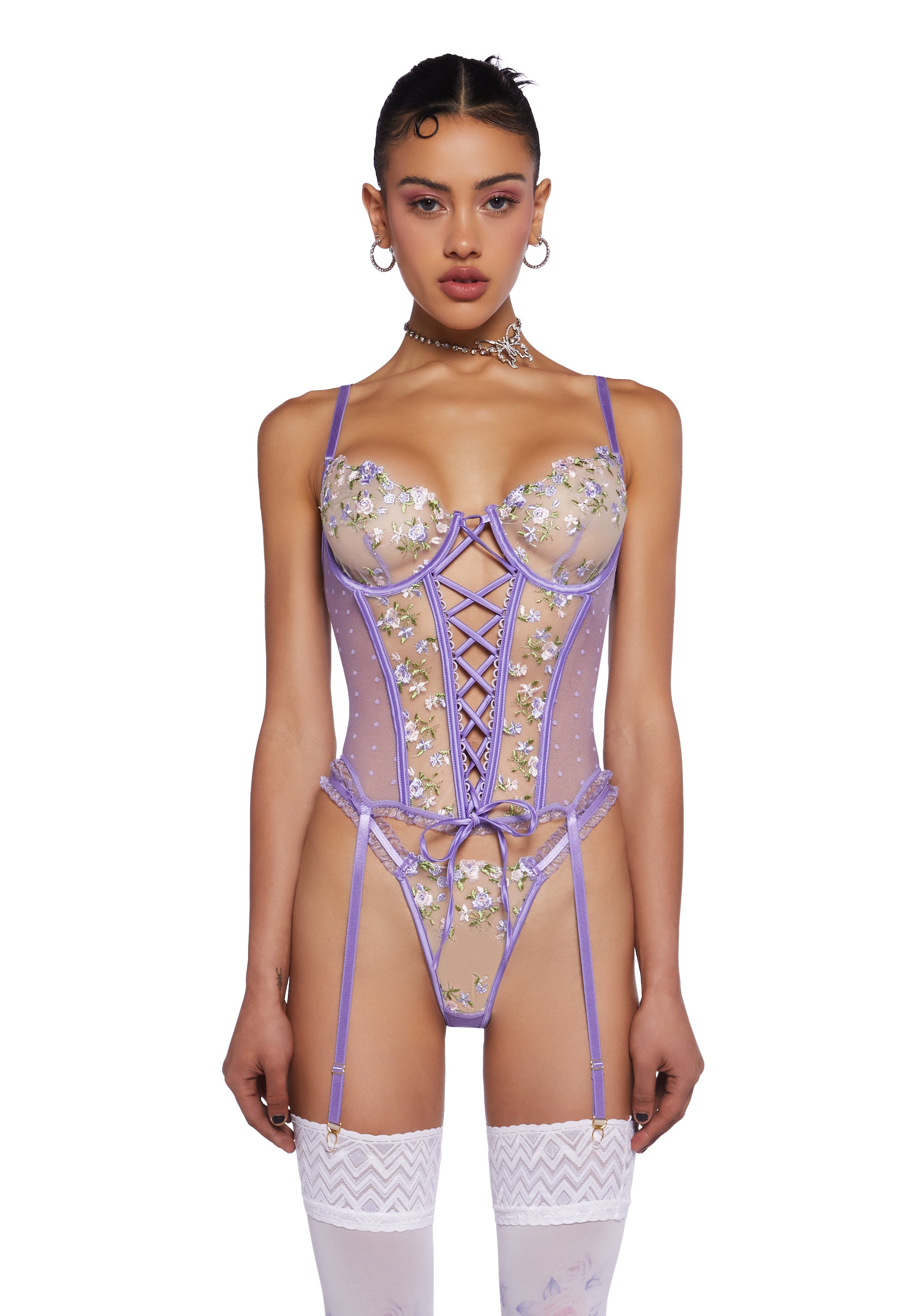 how to use ky jelly personal lubricant Bianco Narrow Ivory Lace and Blue Satin Garter with Rose Detail