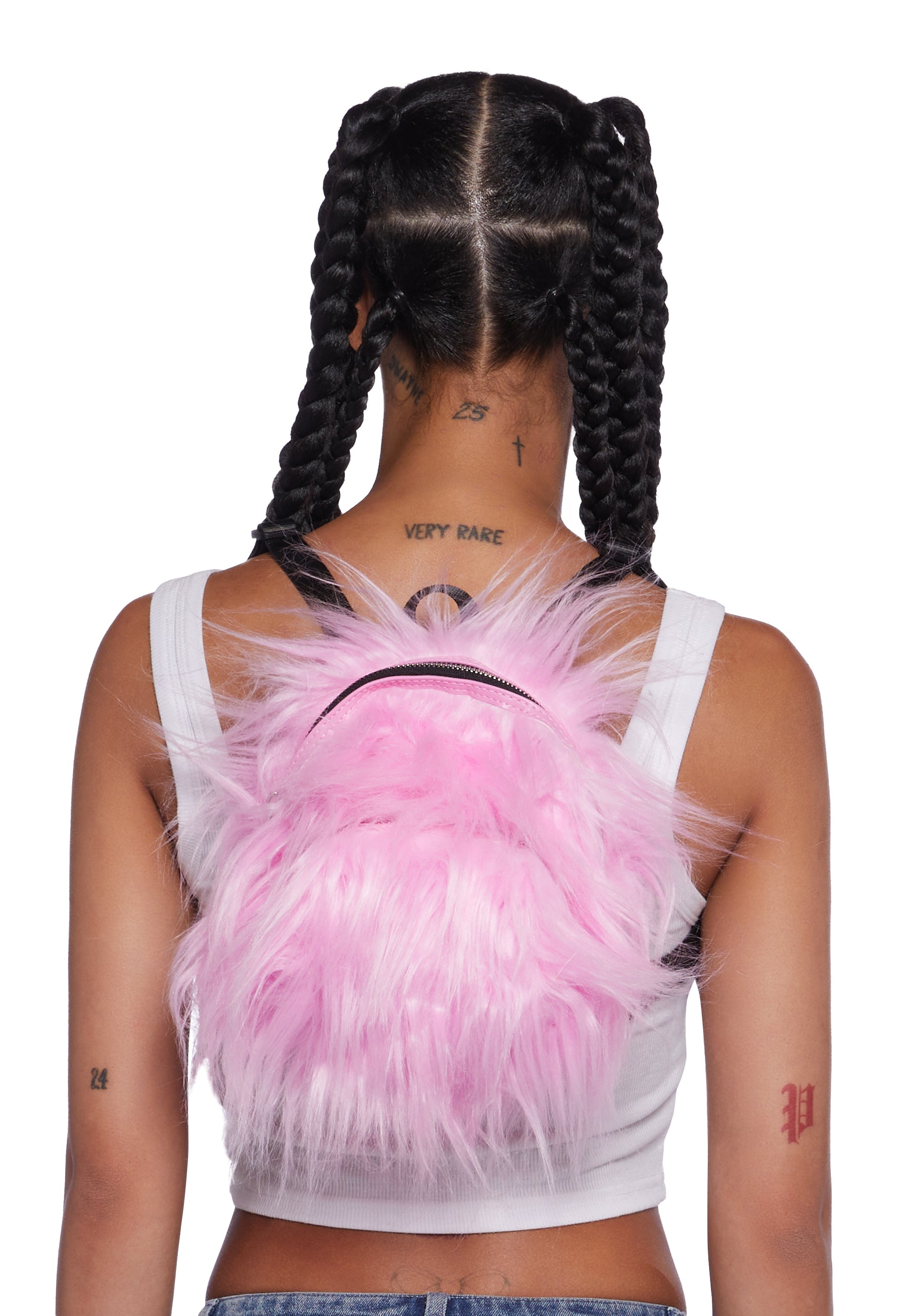 Current Mood Fuzzy Faux Fur Backpack With Zipper Closure